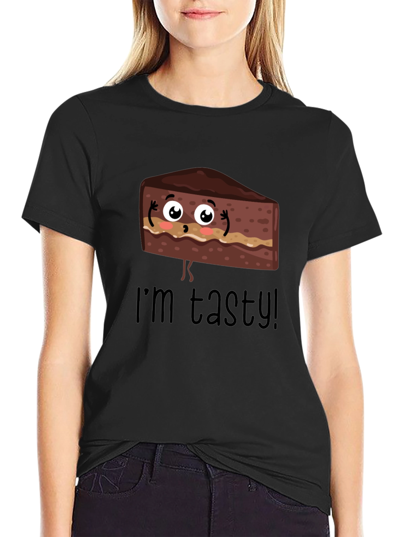 Tasty Cartoon Cake Graphic T-Shirt