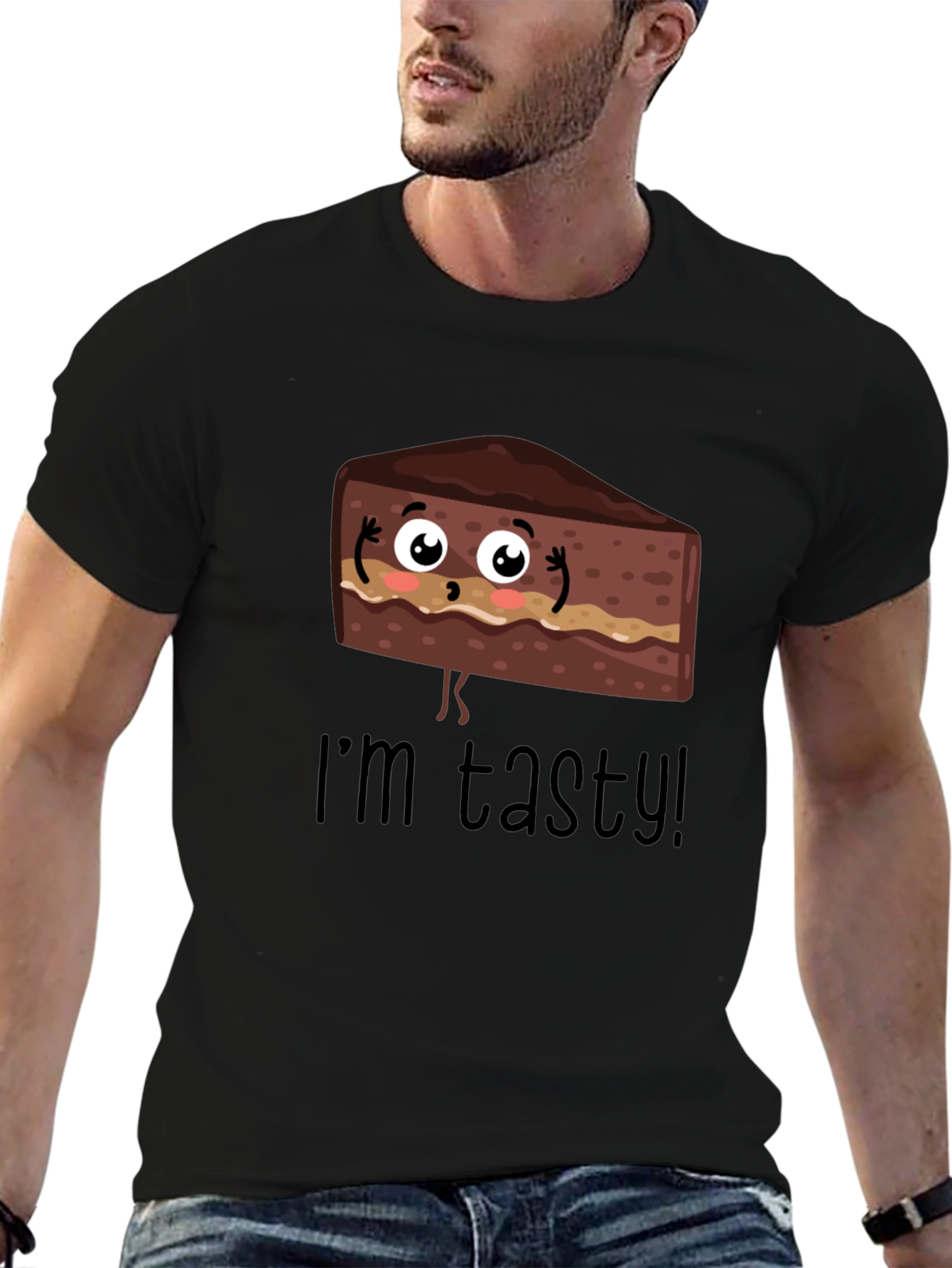 Tasty Cartoon Cake Graphic T-Shirt