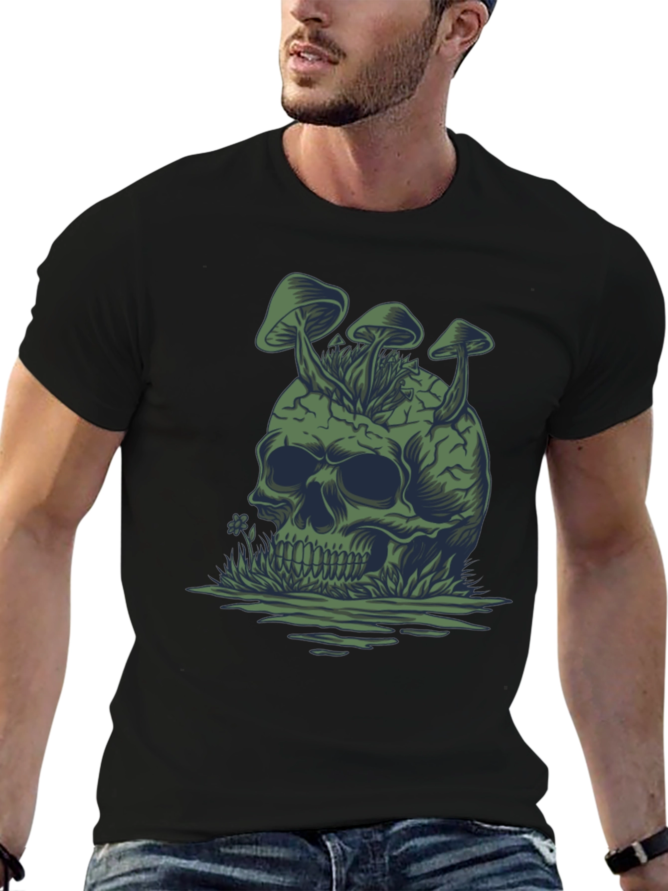 Mushroom Skull Graphic Tee - Unique Dark Humor