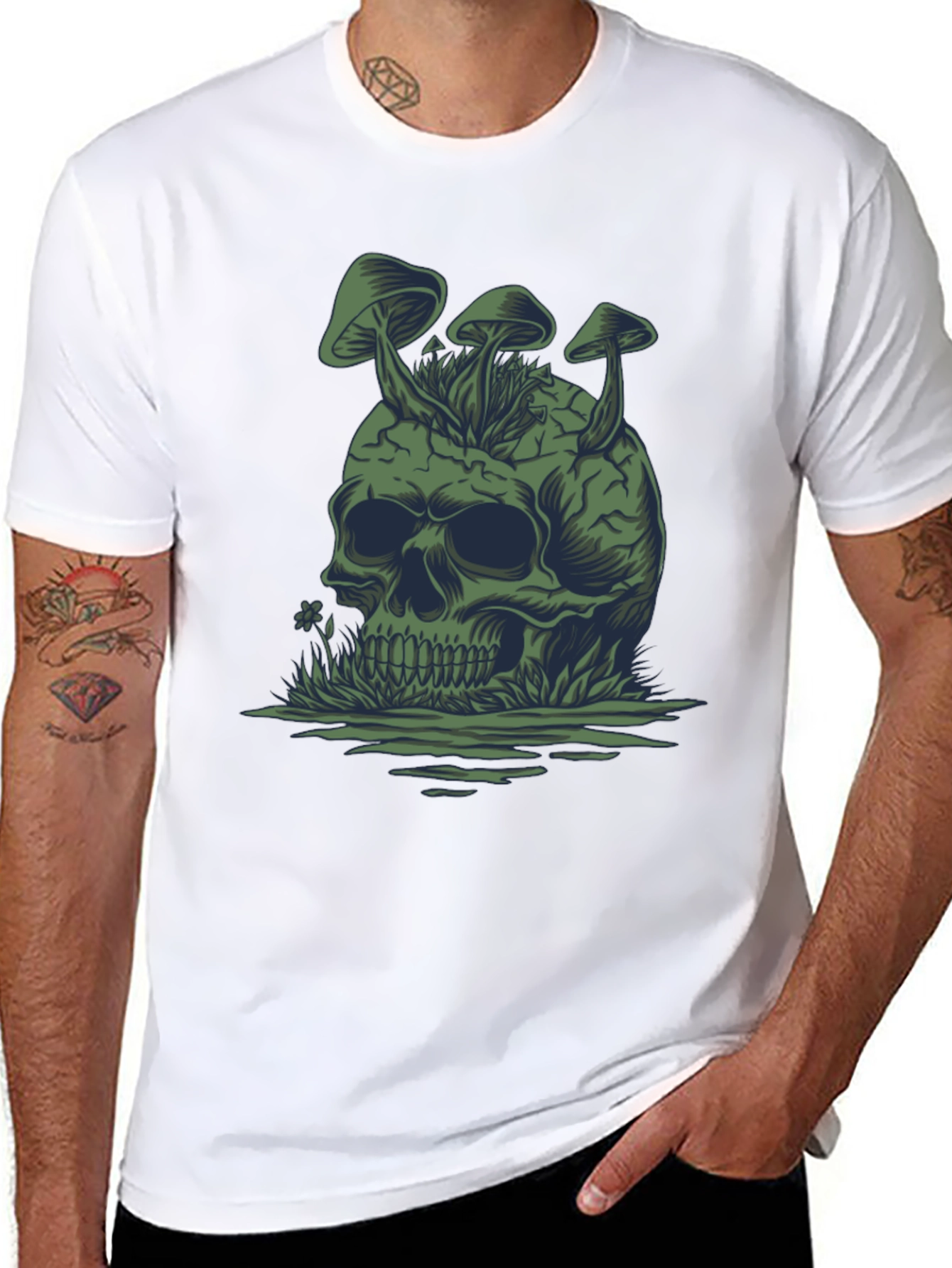 Mushroom Skull Graphic Tee - Unique Dark Humor