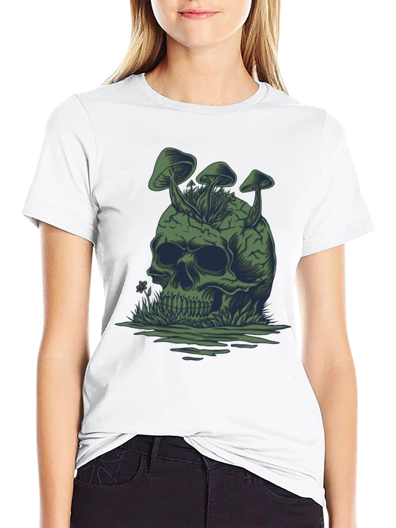 Mushroom Skull Graphic Tee - Unique Dark Humor