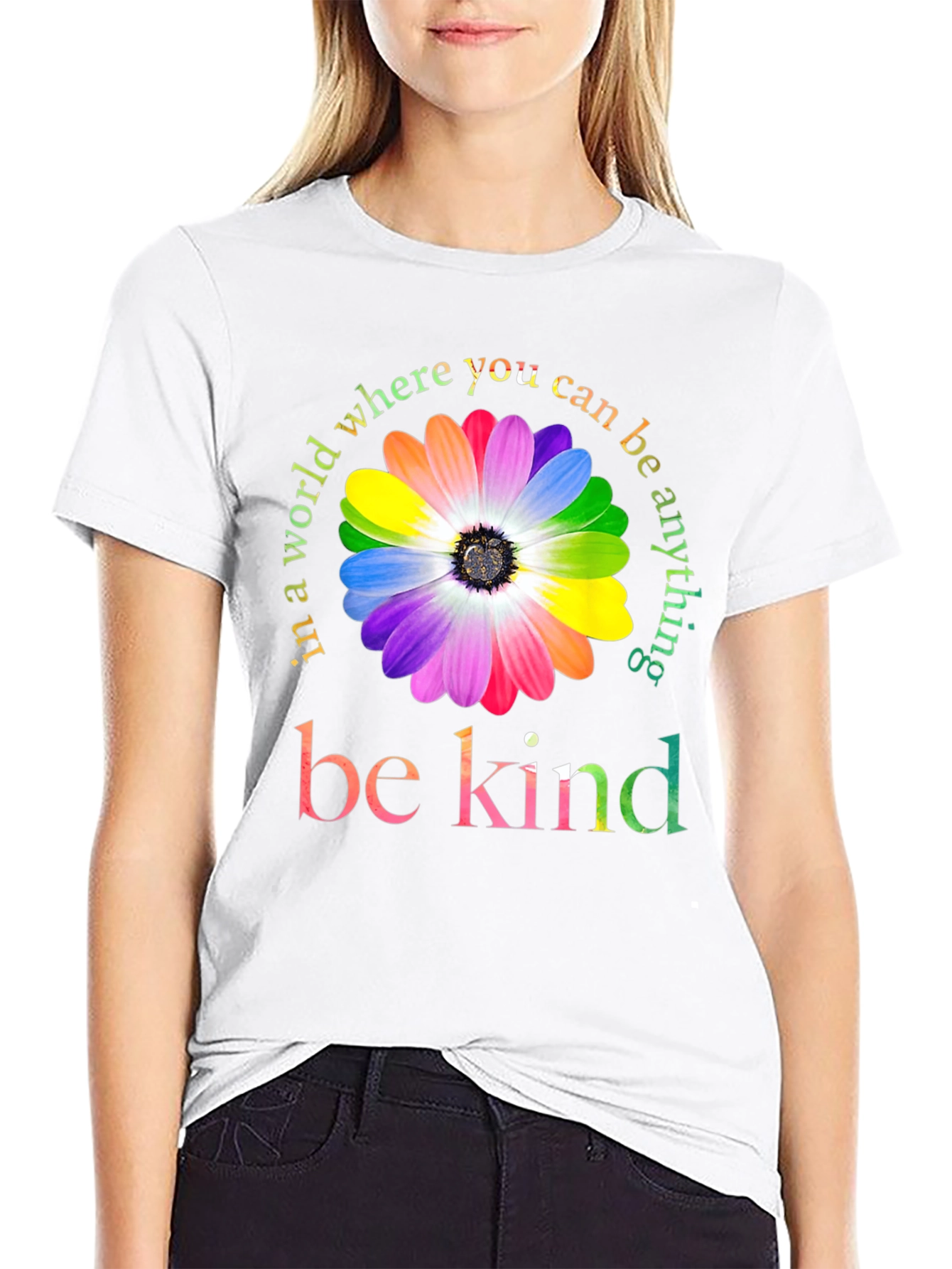 Be Kind Rainbow Flower Graphic Tee