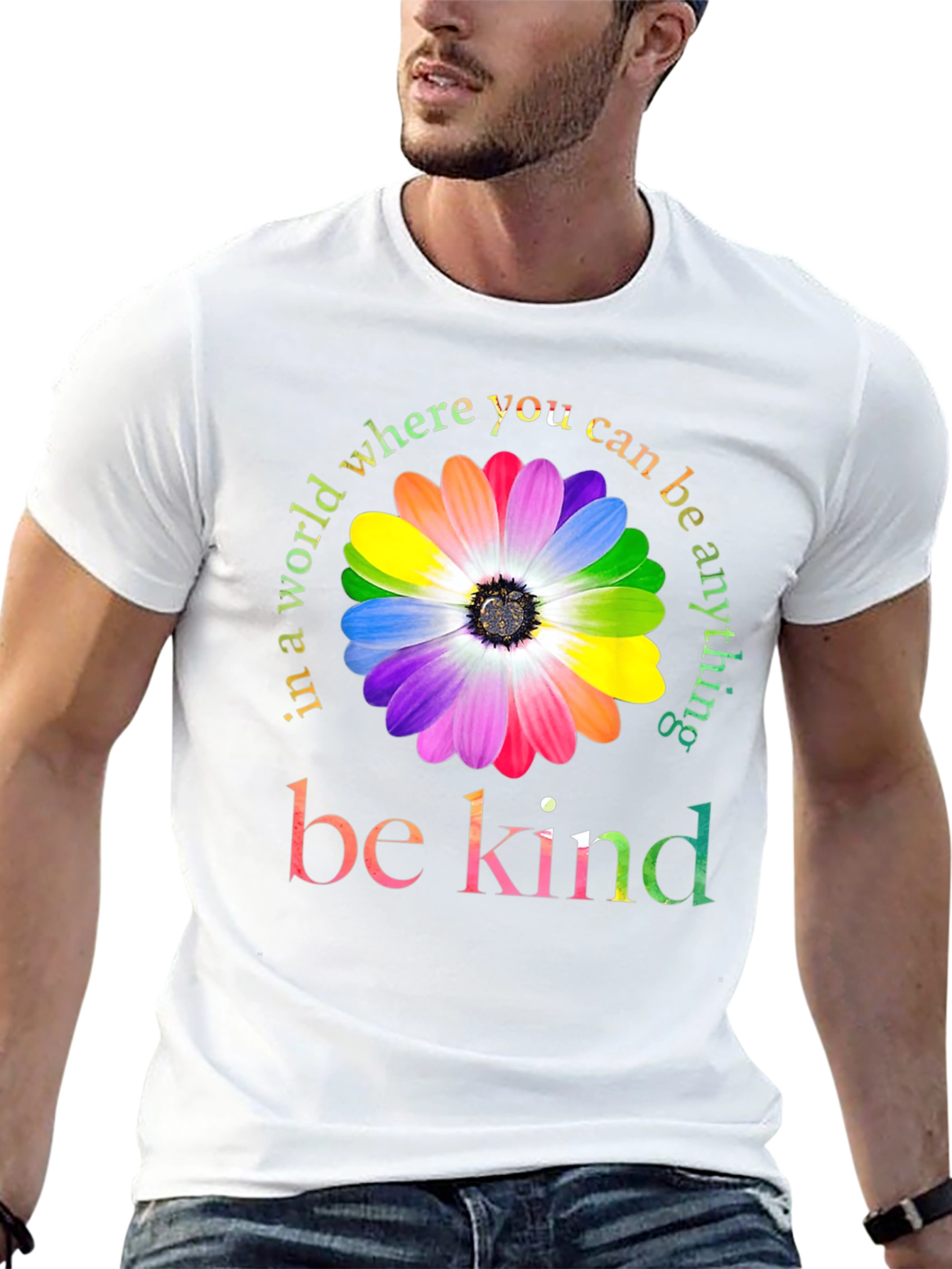 Be Kind Rainbow Flower Graphic Tee