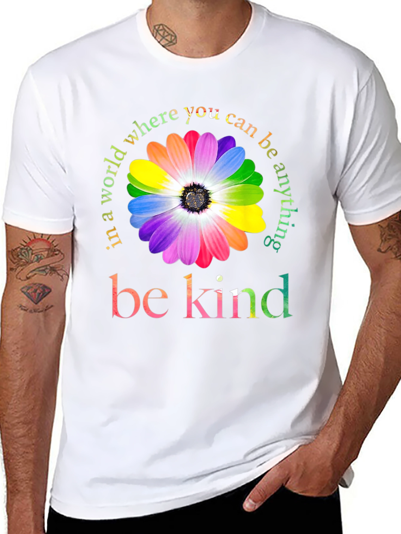 Be Kind Rainbow Flower Graphic Tee
