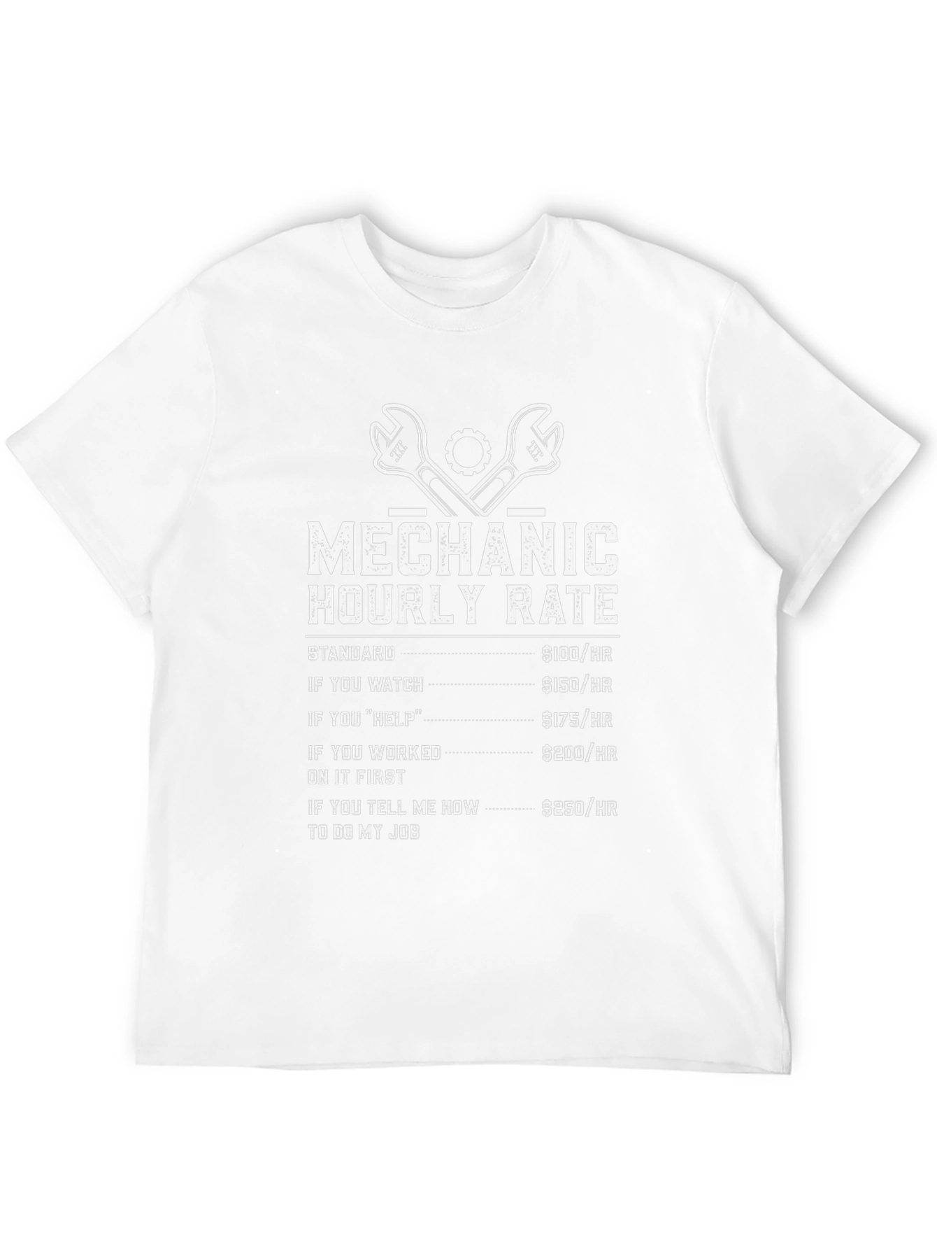 Mechanic Hourly Rate Humor T-Shirt