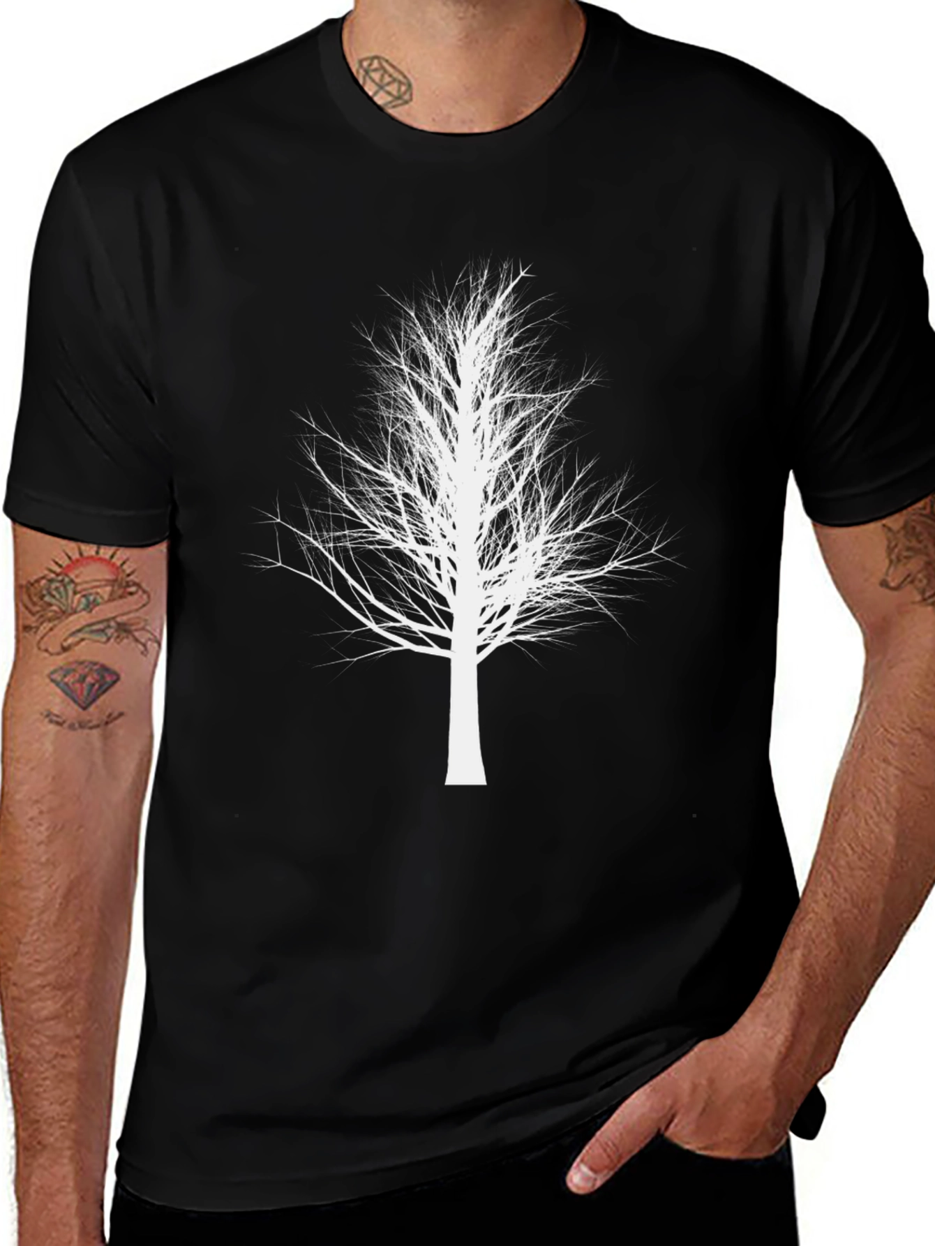 White Tree Graphic Black T-Shirt - Stylish Nature Tee