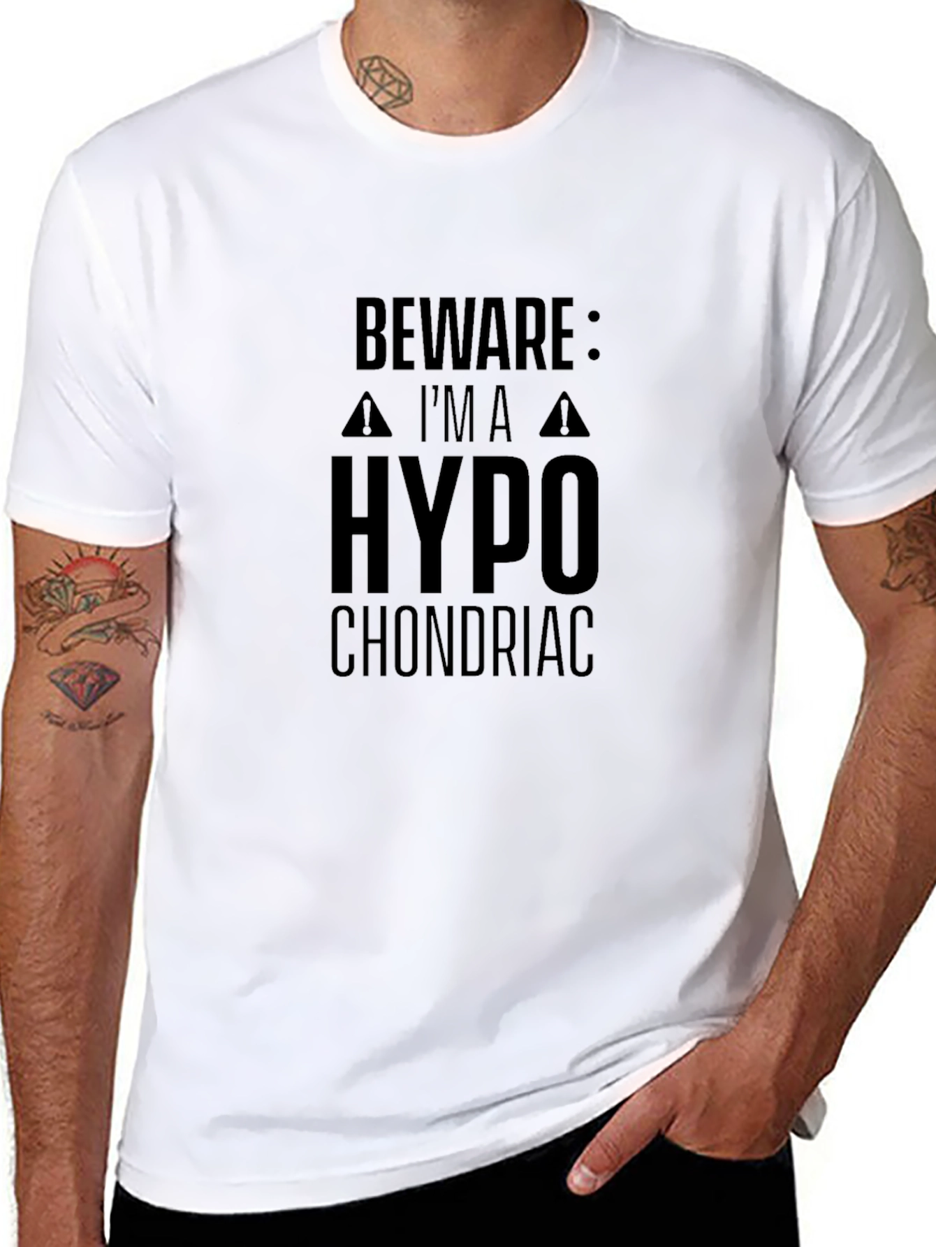 Hypochondriac Warning Graphic Tee - Black