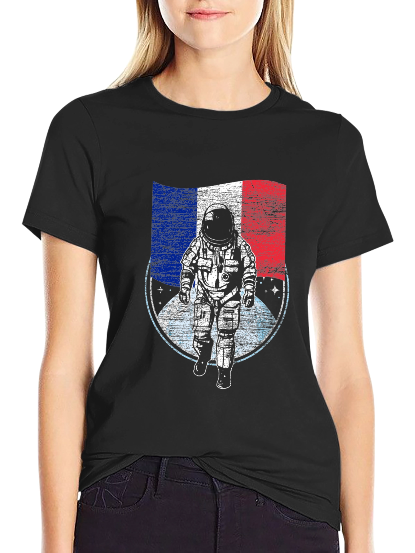 French Astronaut Graphic T-Shirt - Space Exploration Tee