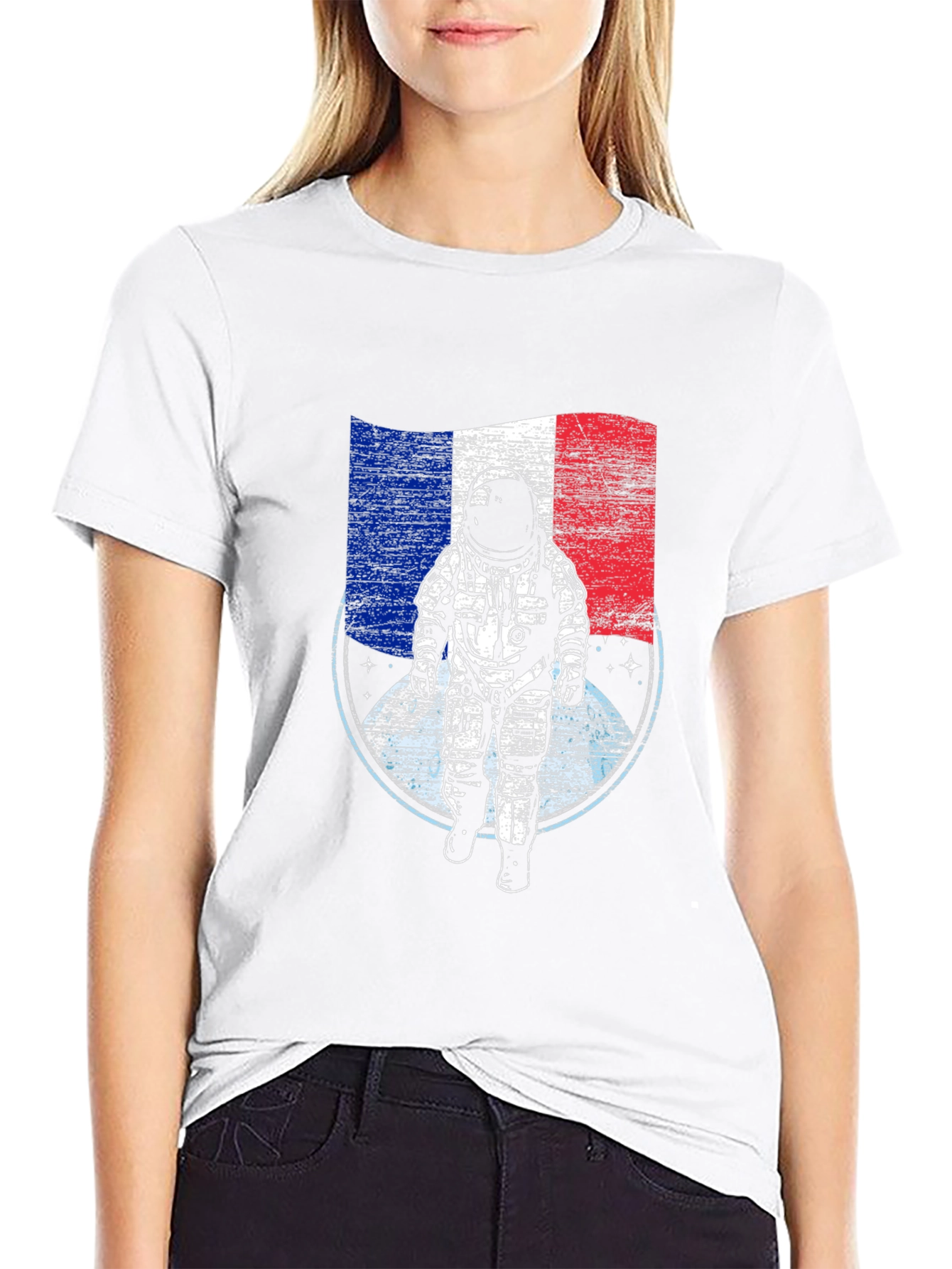 French Astronaut Graphic T-Shirt - Space Exploration Tee