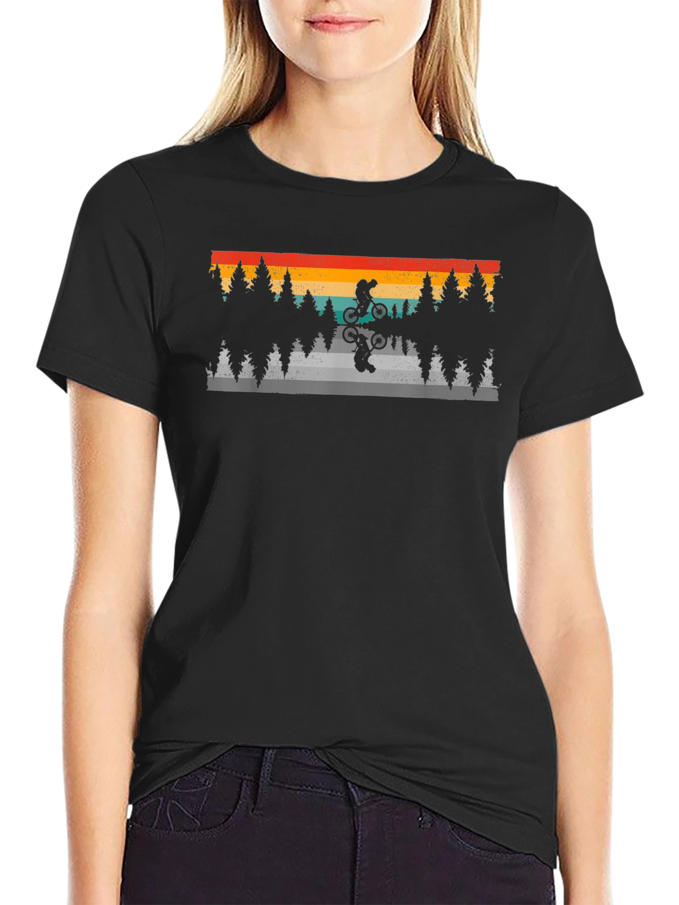 Retro Mountain Bike T-Shirt - Nature Adventure Style