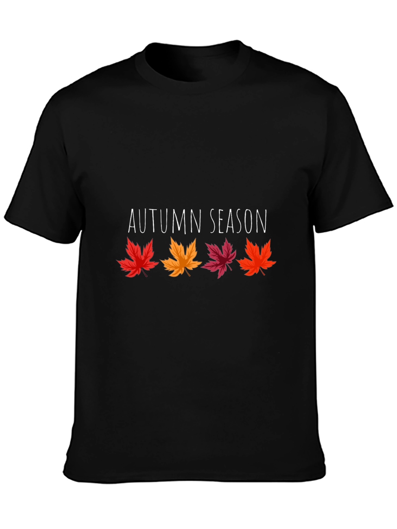 Autumn Season Graphic Tee - Black Short Sleeve