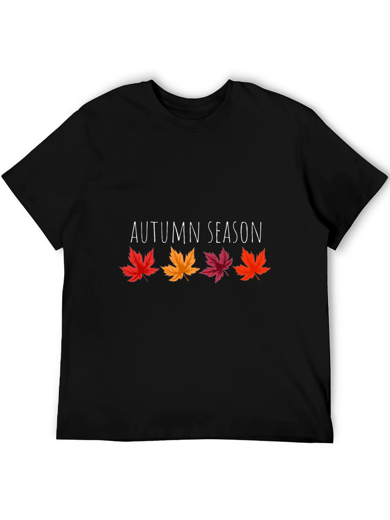 Autumn Season Graphic Tee - Black Short Sleeve