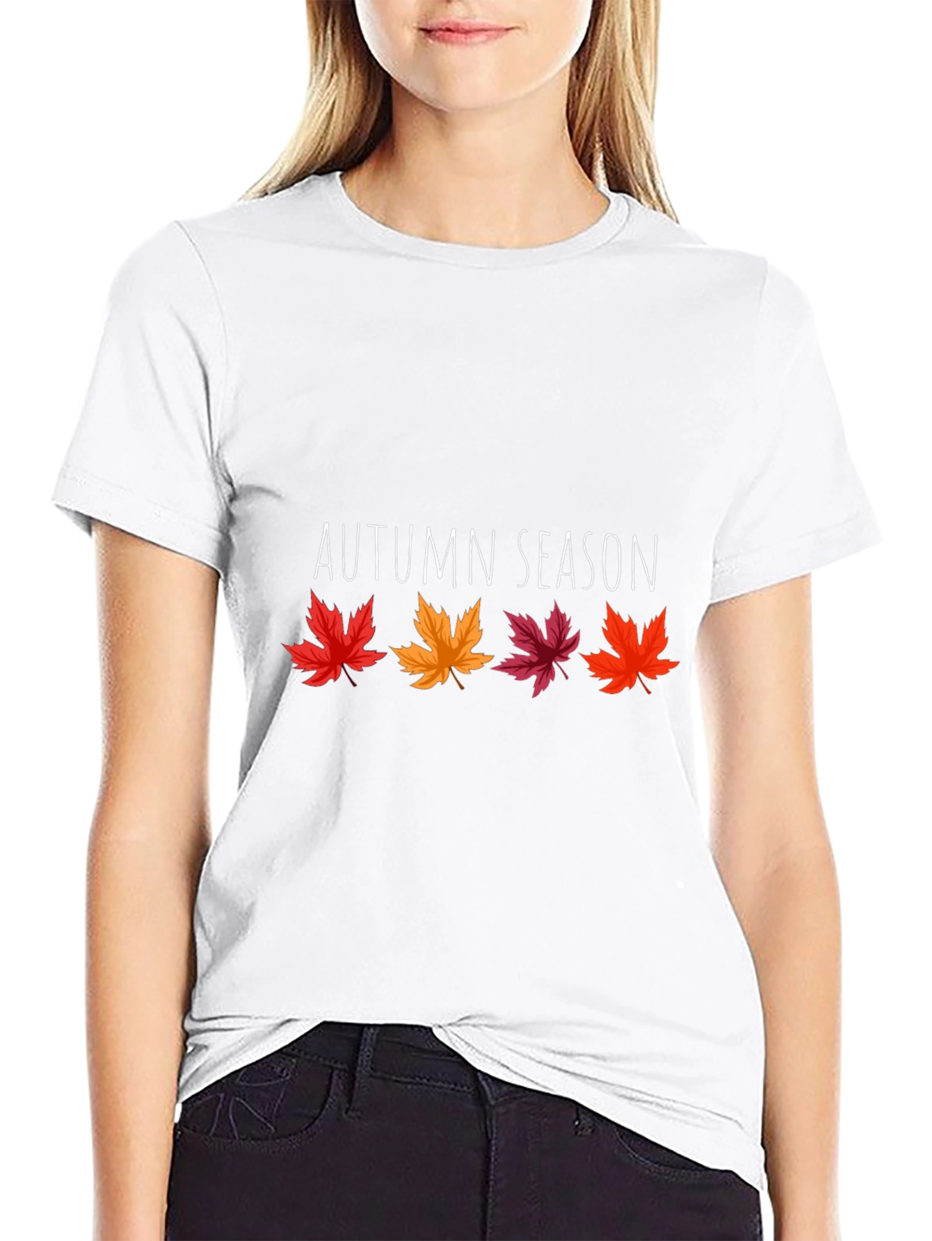 Autumn Season Graphic Tee - Black Short Sleeve