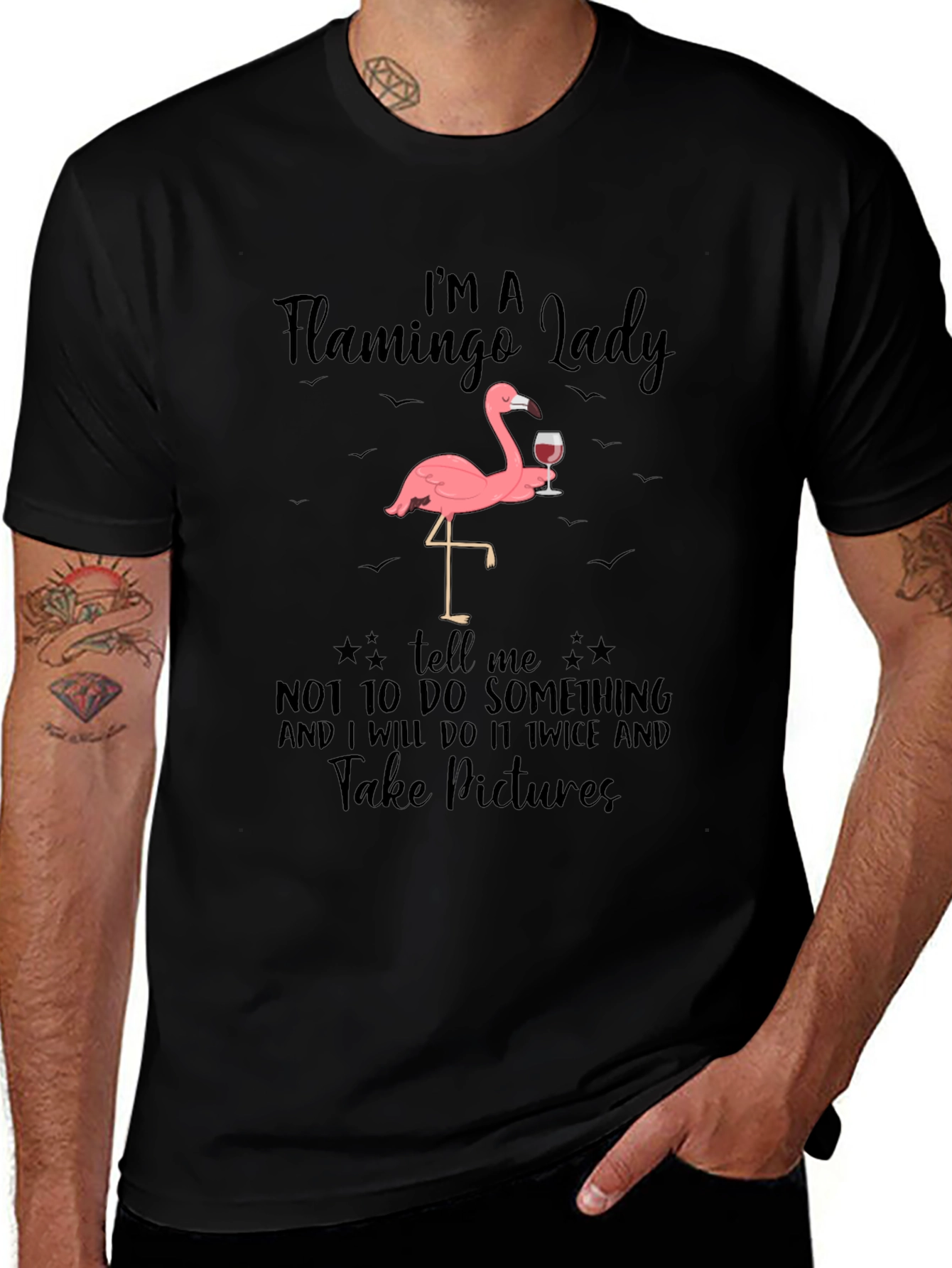 Flamingo Lady Graphic Tee Funny Sarcastic T-Shirt