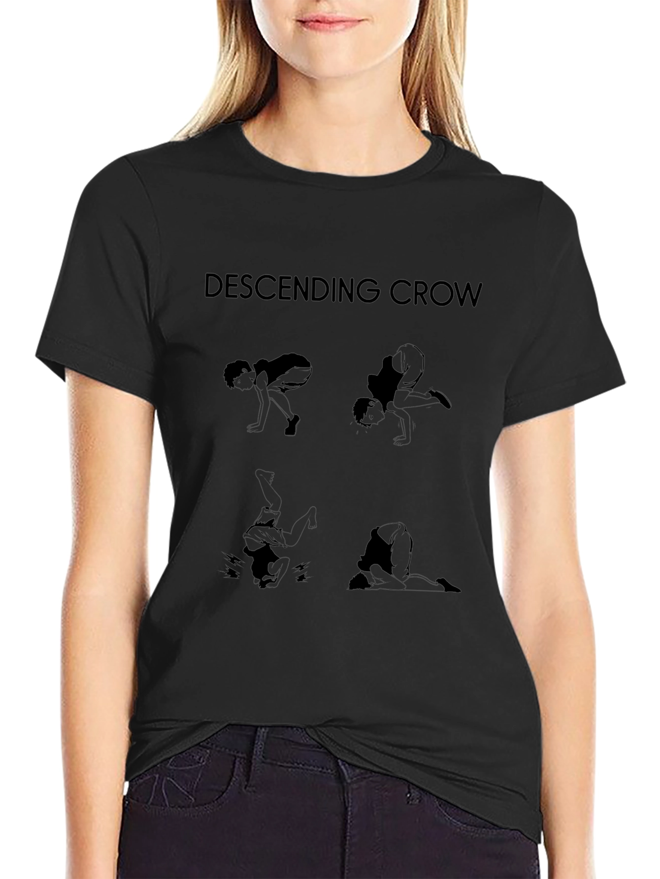 Descending Crow Yoga Black T-Shirt
