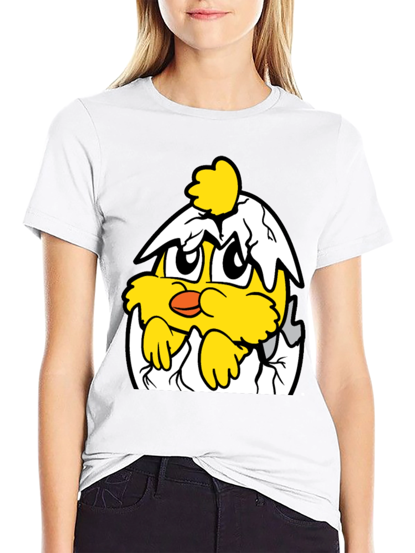 Funny Chick in Eggshell Graphic T-Shirt
