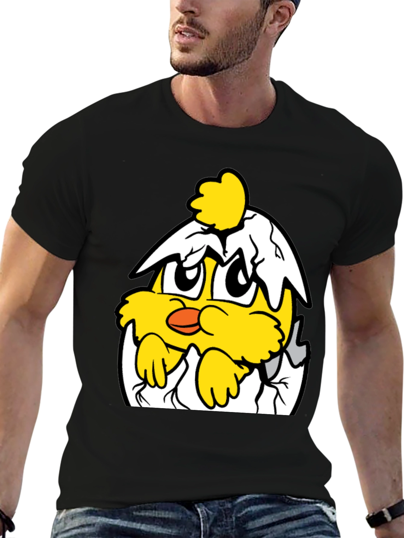 Funny Chick in Eggshell Graphic T-Shirt