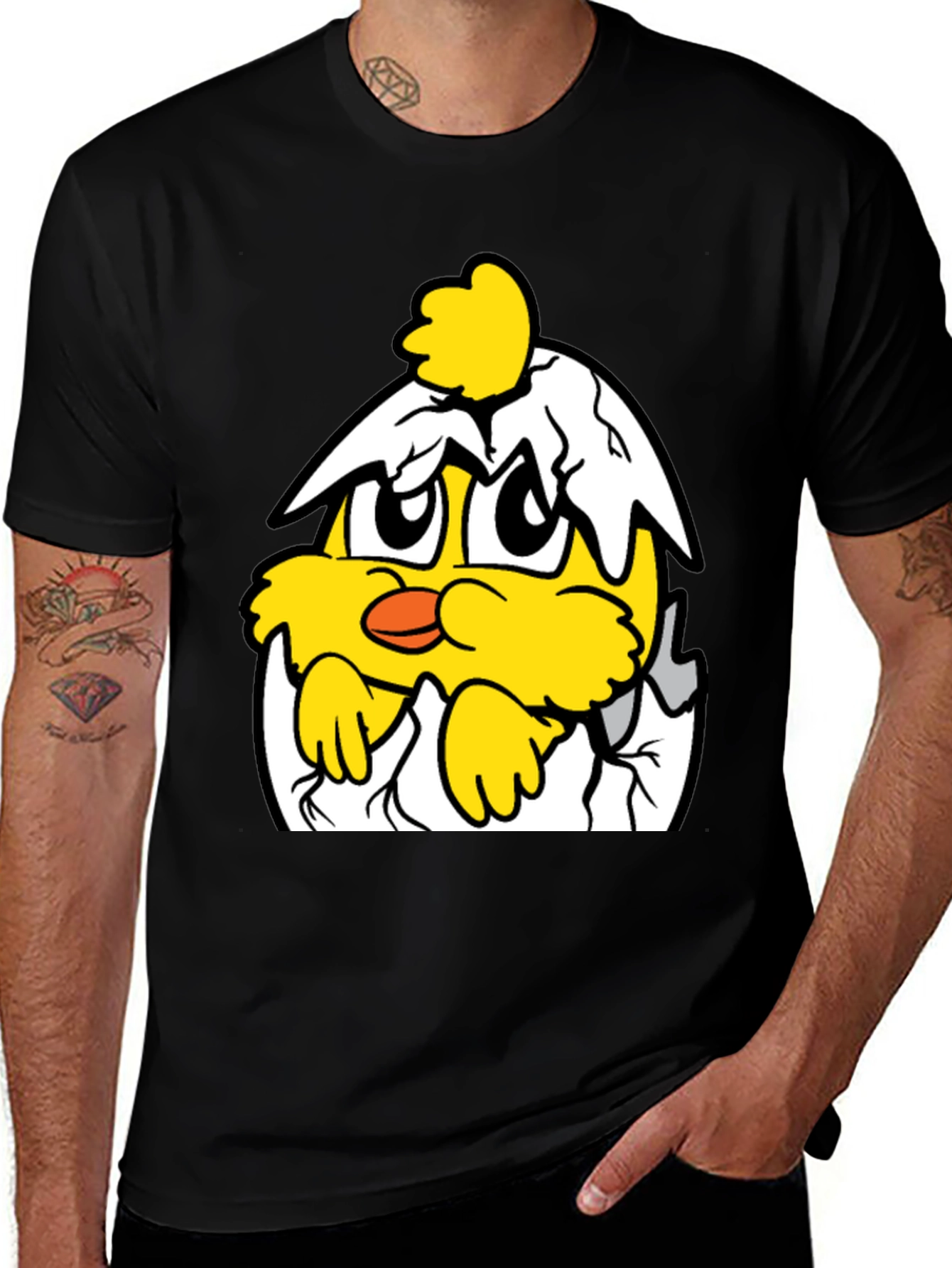 Funny Chick in Eggshell Graphic T-Shirt