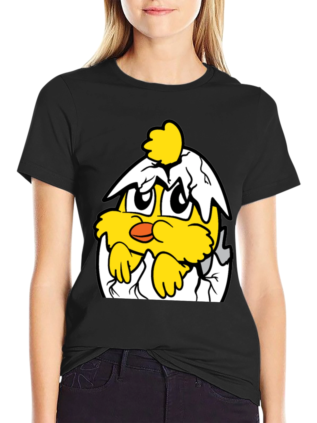 Funny Chick in Eggshell Graphic T-Shirt