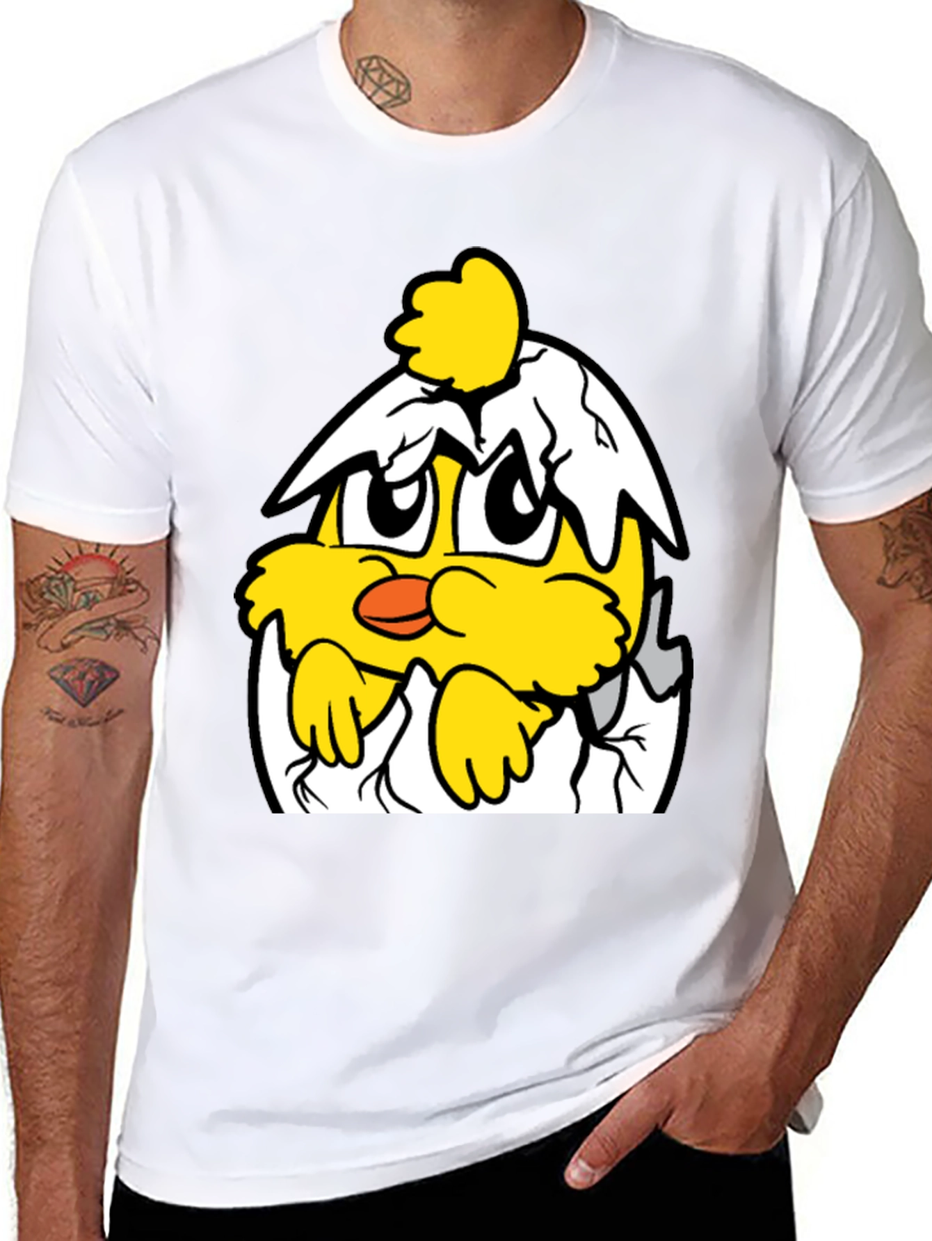 Funny Chick in Eggshell Graphic T-Shirt