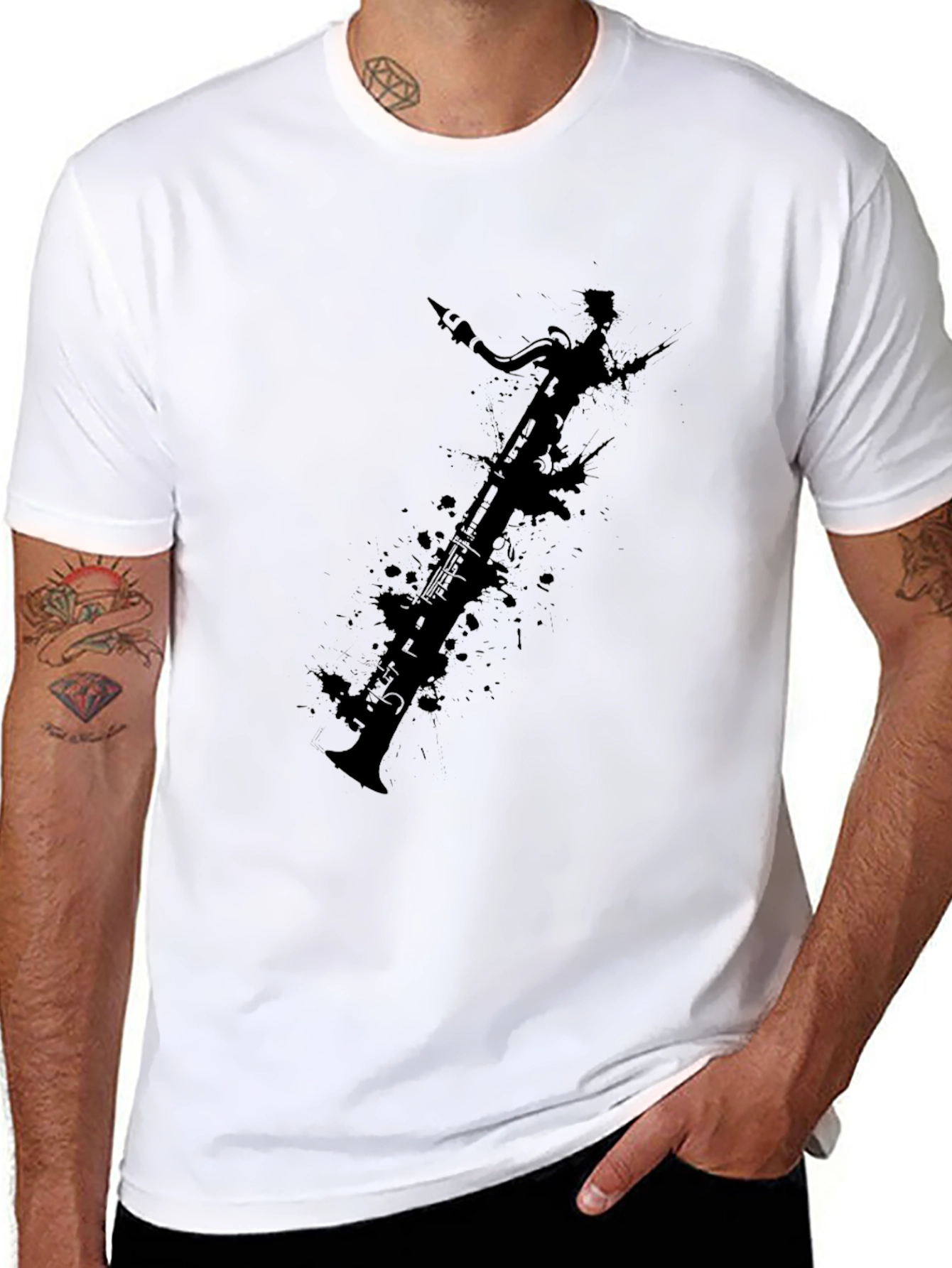 Bassoon Silhouette Black T-Shirt - Music Lover Tee