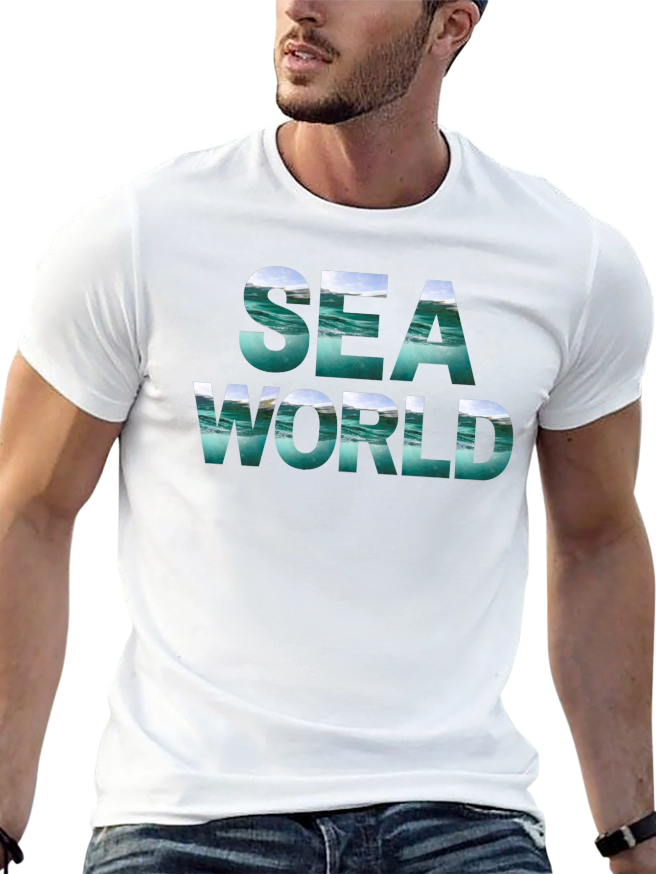 Sea World Graphic Tee - Black Cotton Blend