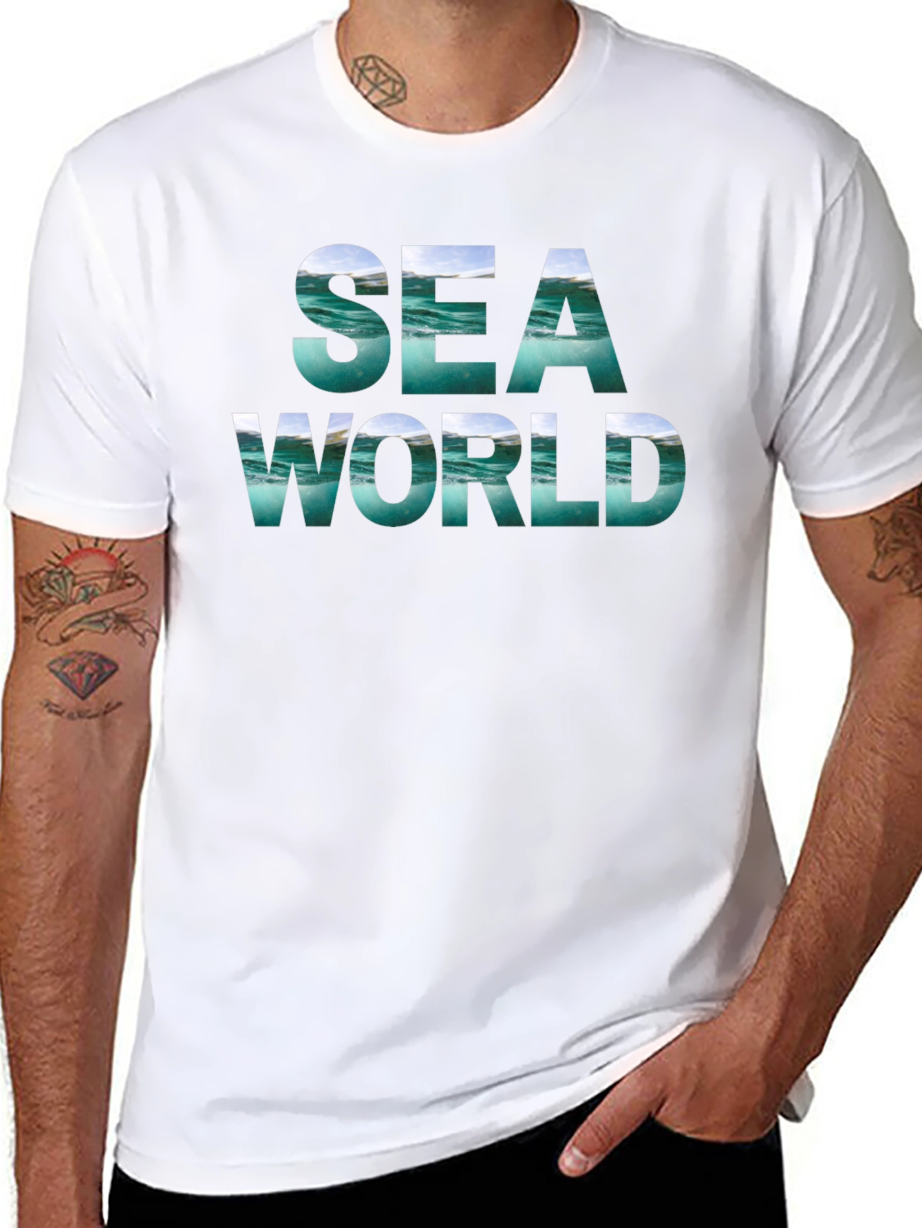 Sea World Graphic Tee - Black Cotton Blend