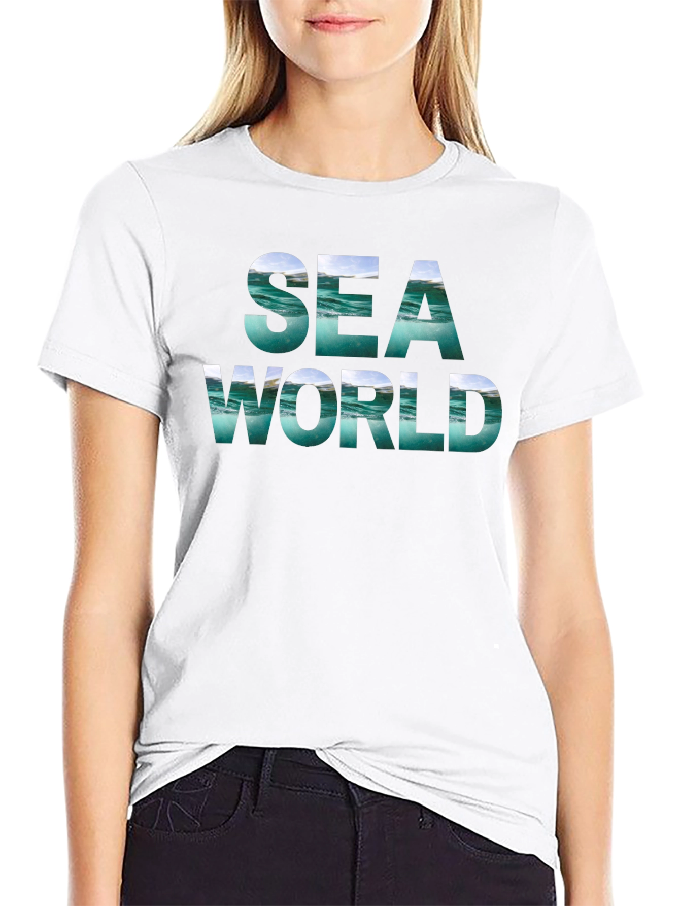 Sea World Graphic Tee - Black Cotton Blend
