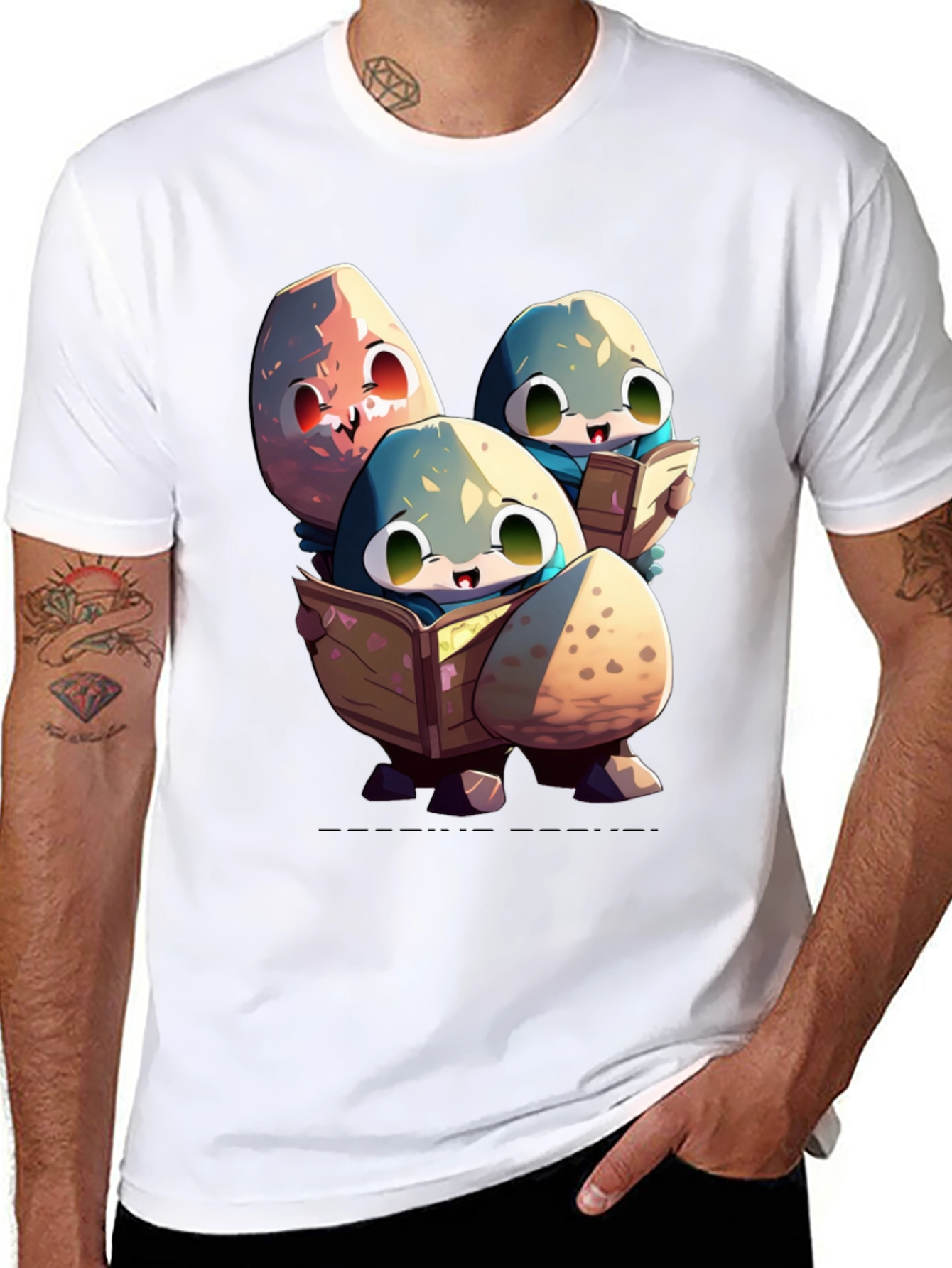 Cartoon Egg Reading T-Shirt