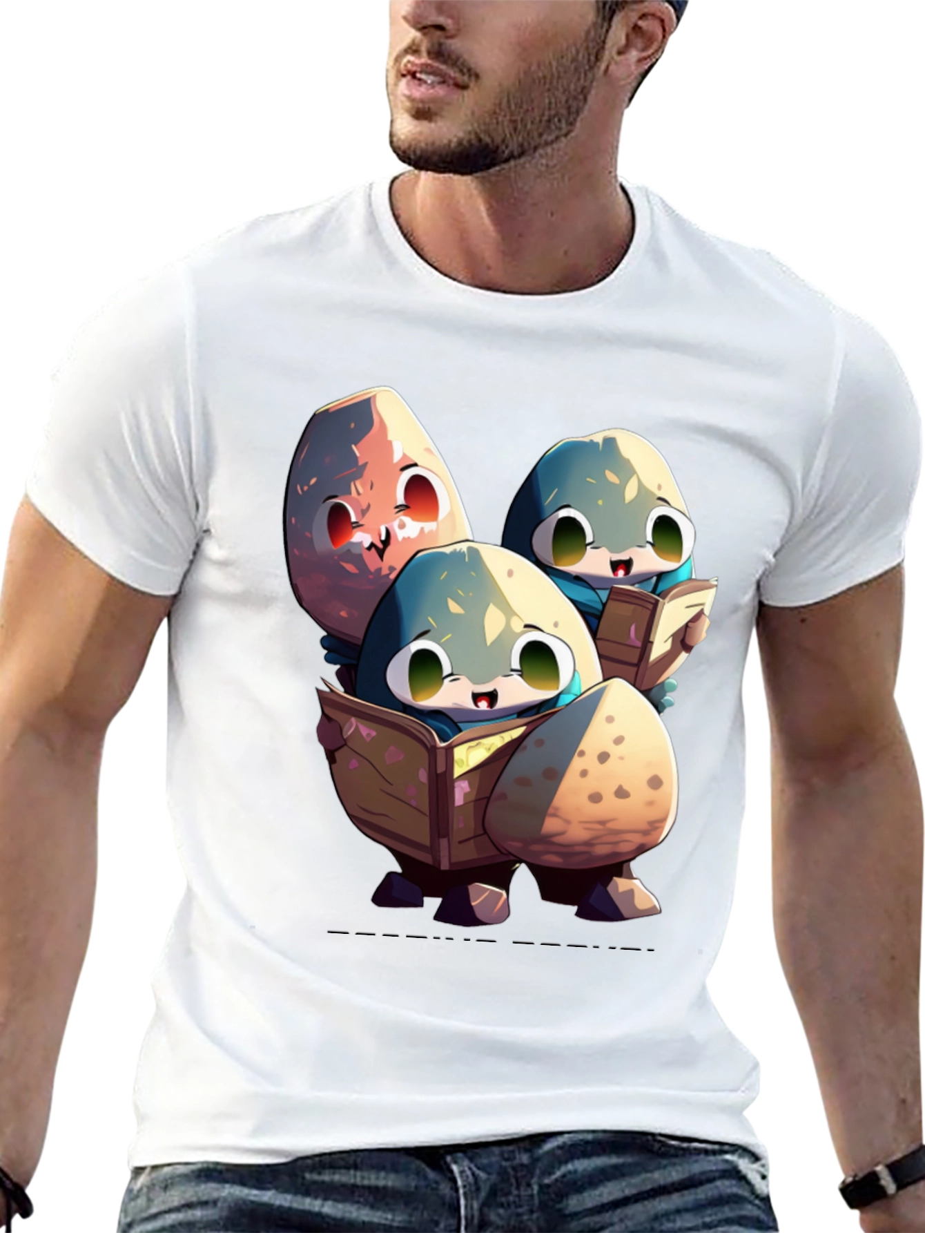 Cartoon Egg Reading T-Shirt