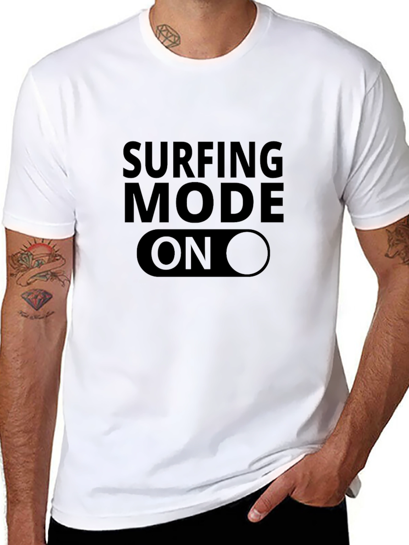 Surfing Mode On Graphic Tee - Black Cotton T-Shirt