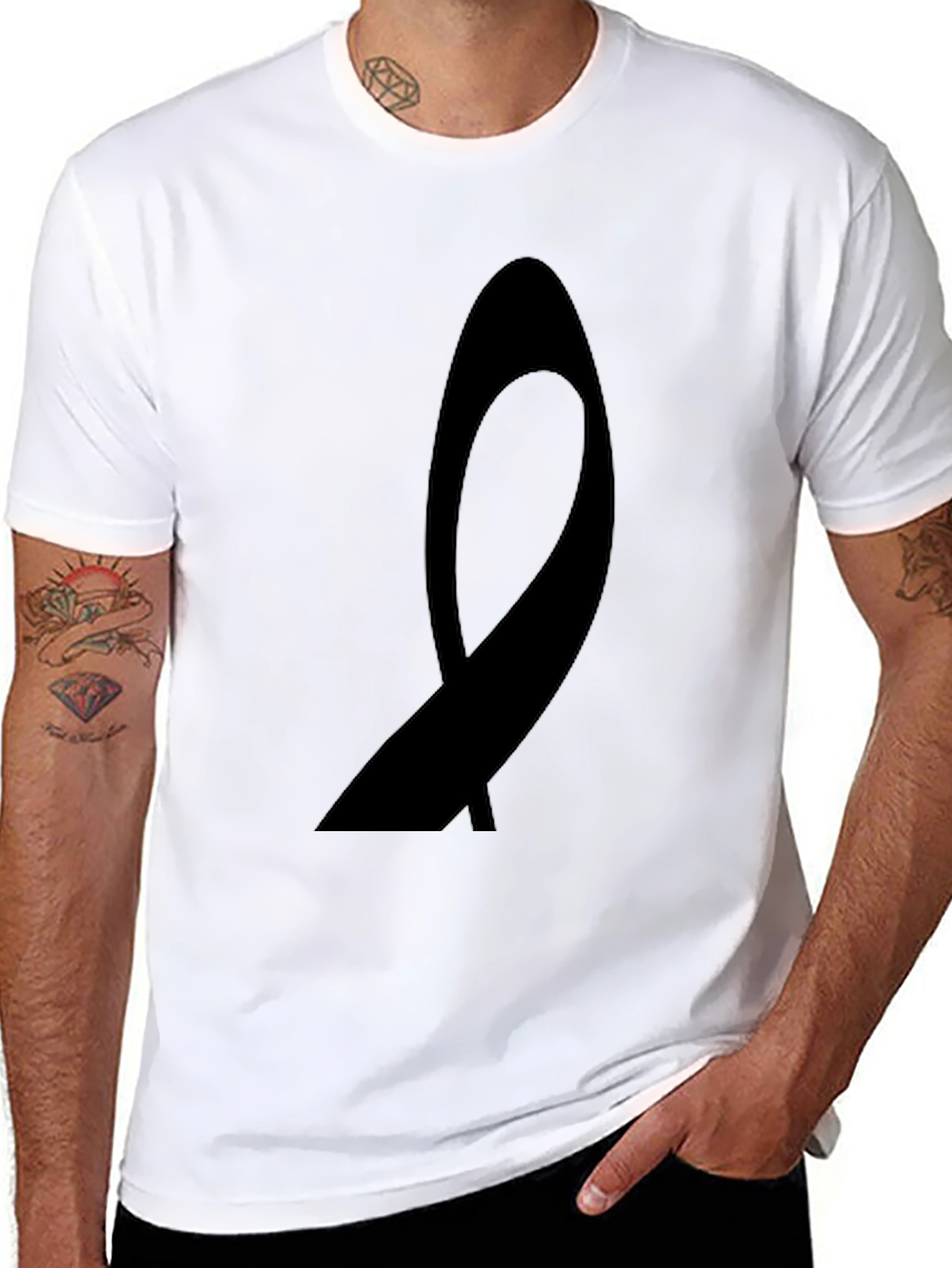Mens Black Awareness Ribbon Graphic Tee