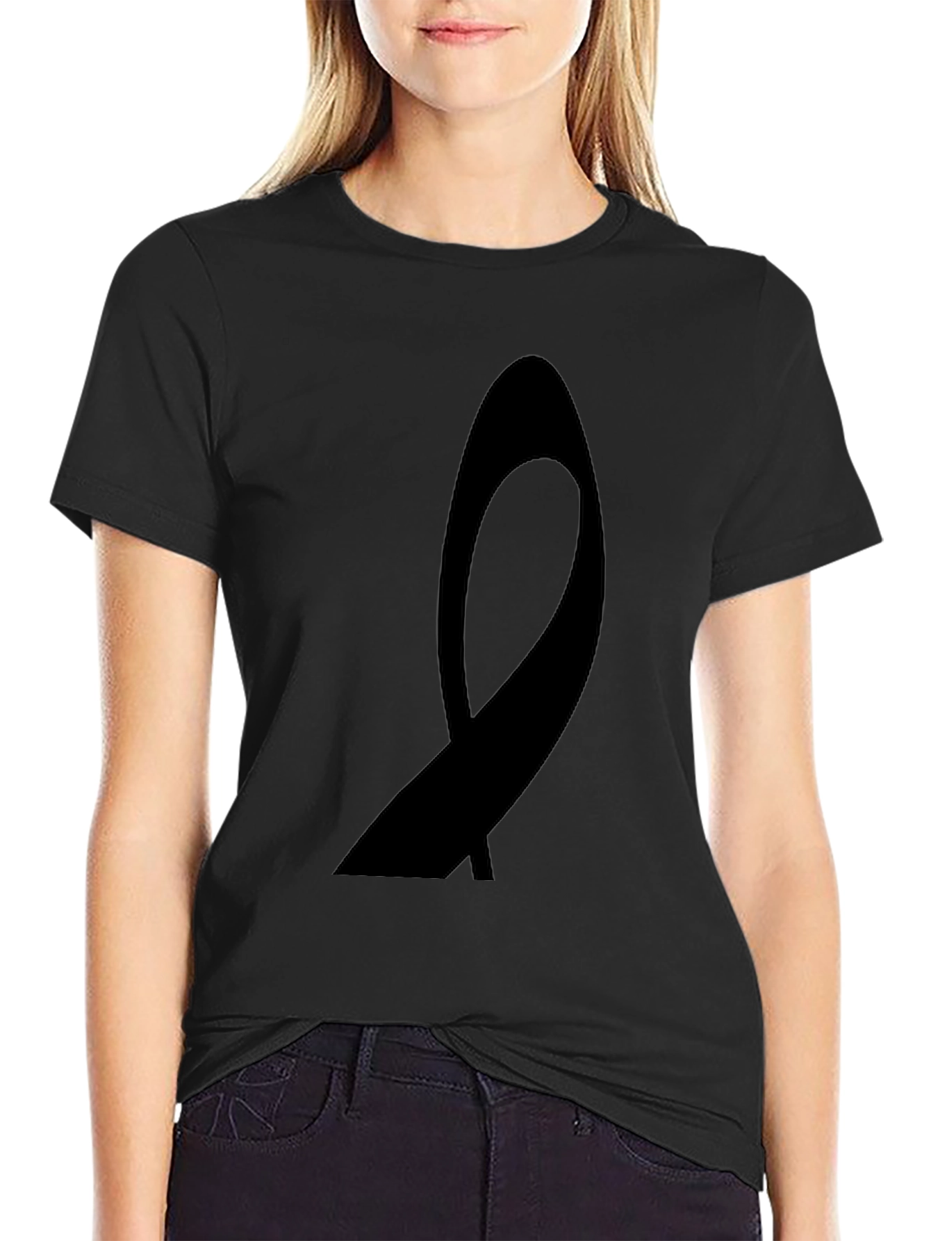 Mens Black Awareness Ribbon Graphic Tee