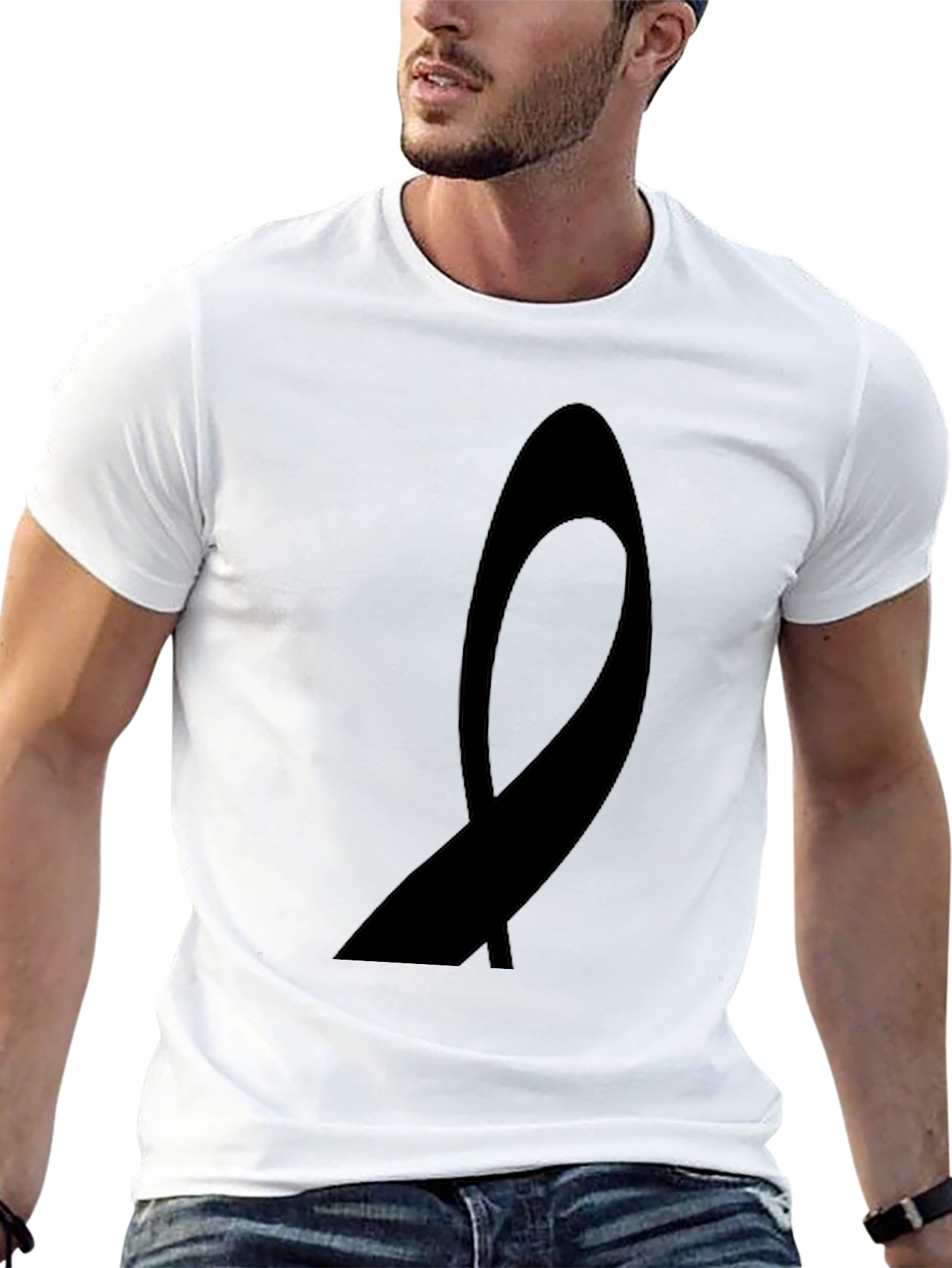 Mens Black Awareness Ribbon Graphic Tee