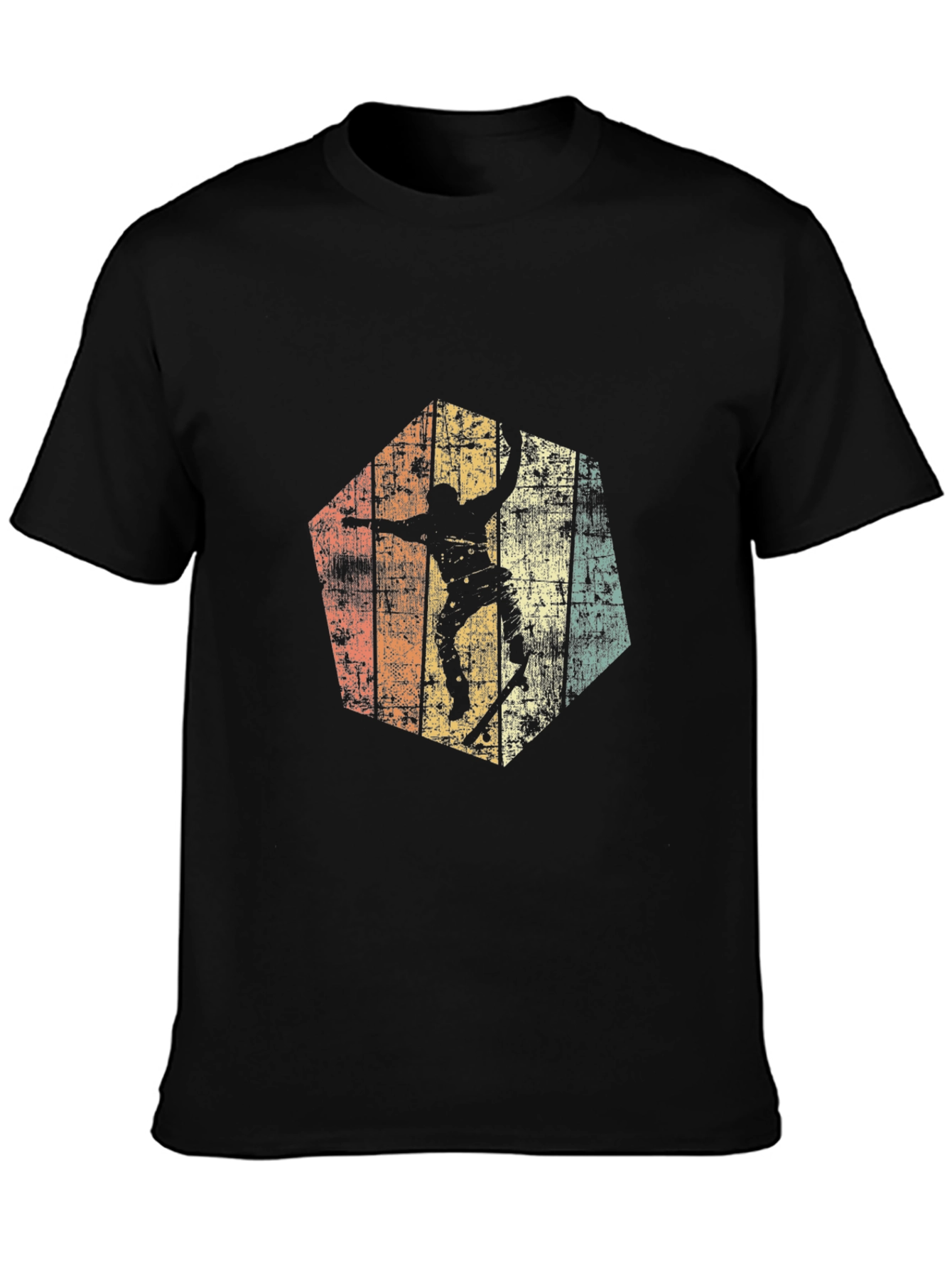 Retro Skateboarder Graphic Tee - Black