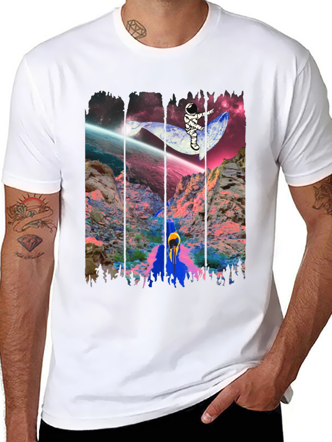 Astronaut Whale Ride Graphic Tee