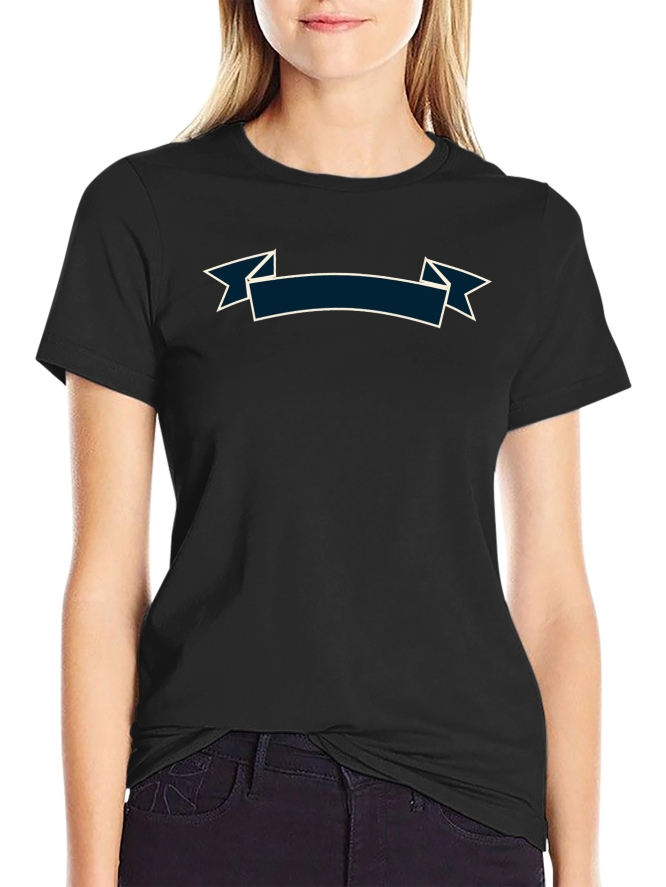 Mens Black T-Shirt with Banner Design