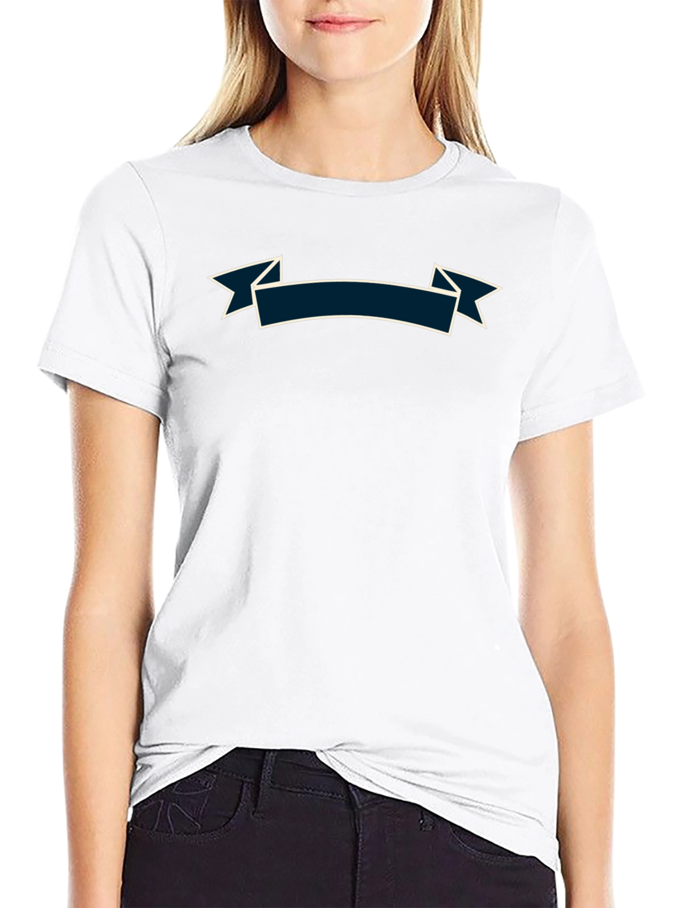 Mens Black T-Shirt with Banner Design