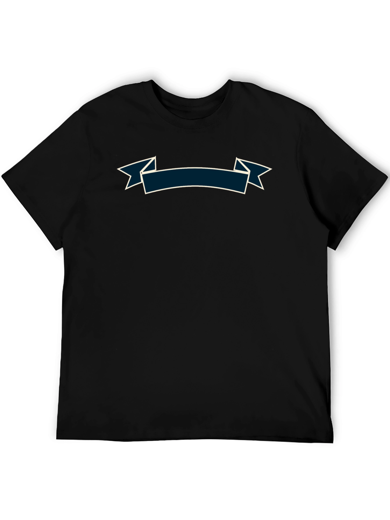 Mens Black T-Shirt with Banner Design