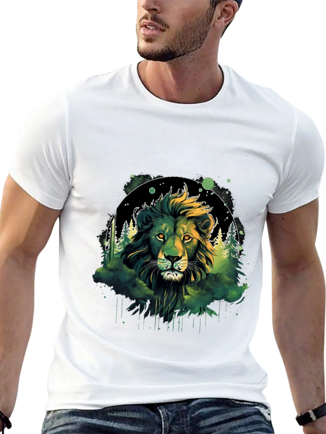 Lion Forest Graphic Tee - Wildlife Design
