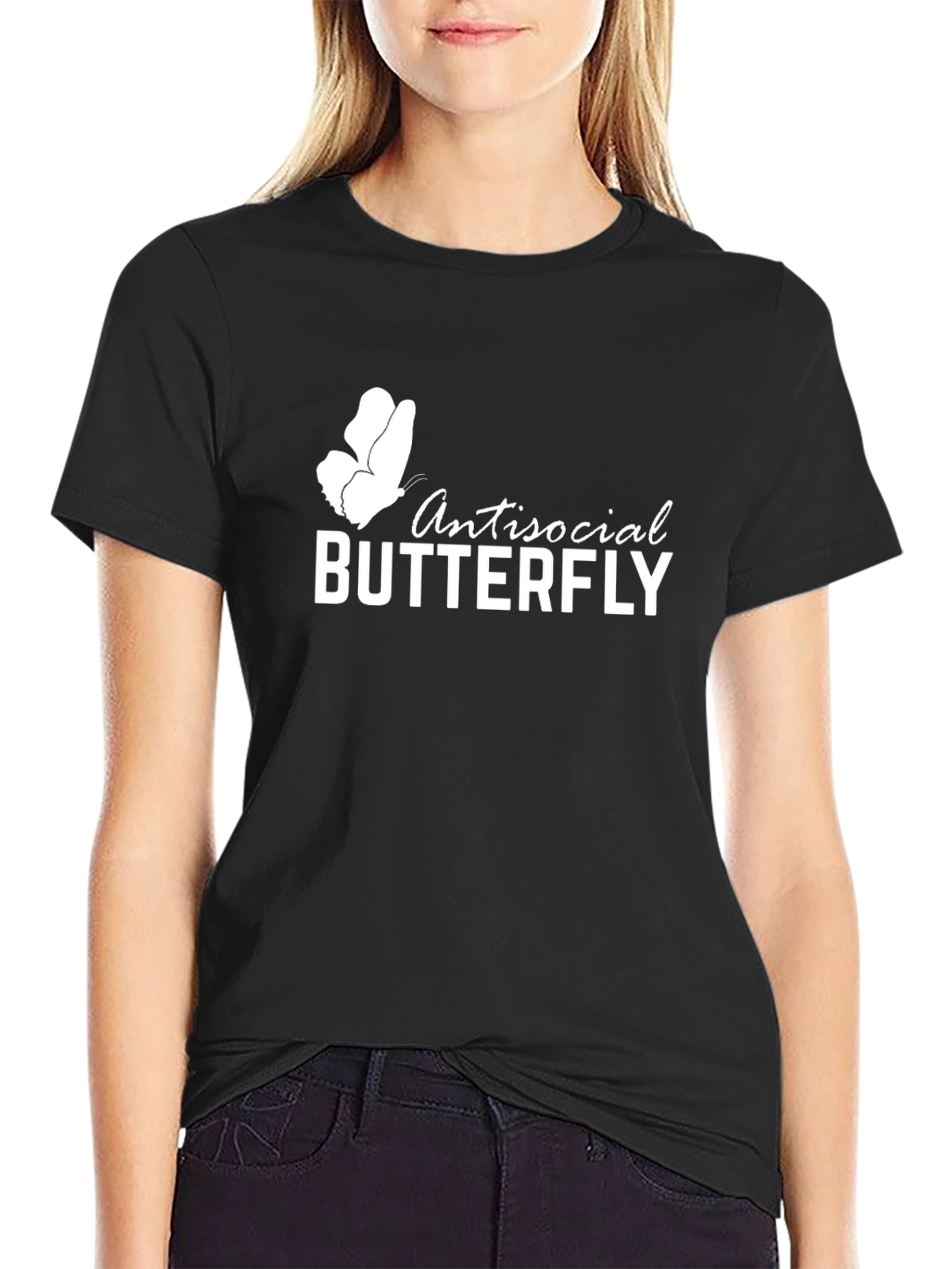 Antisocial Butterfly Graphic Tee - Black