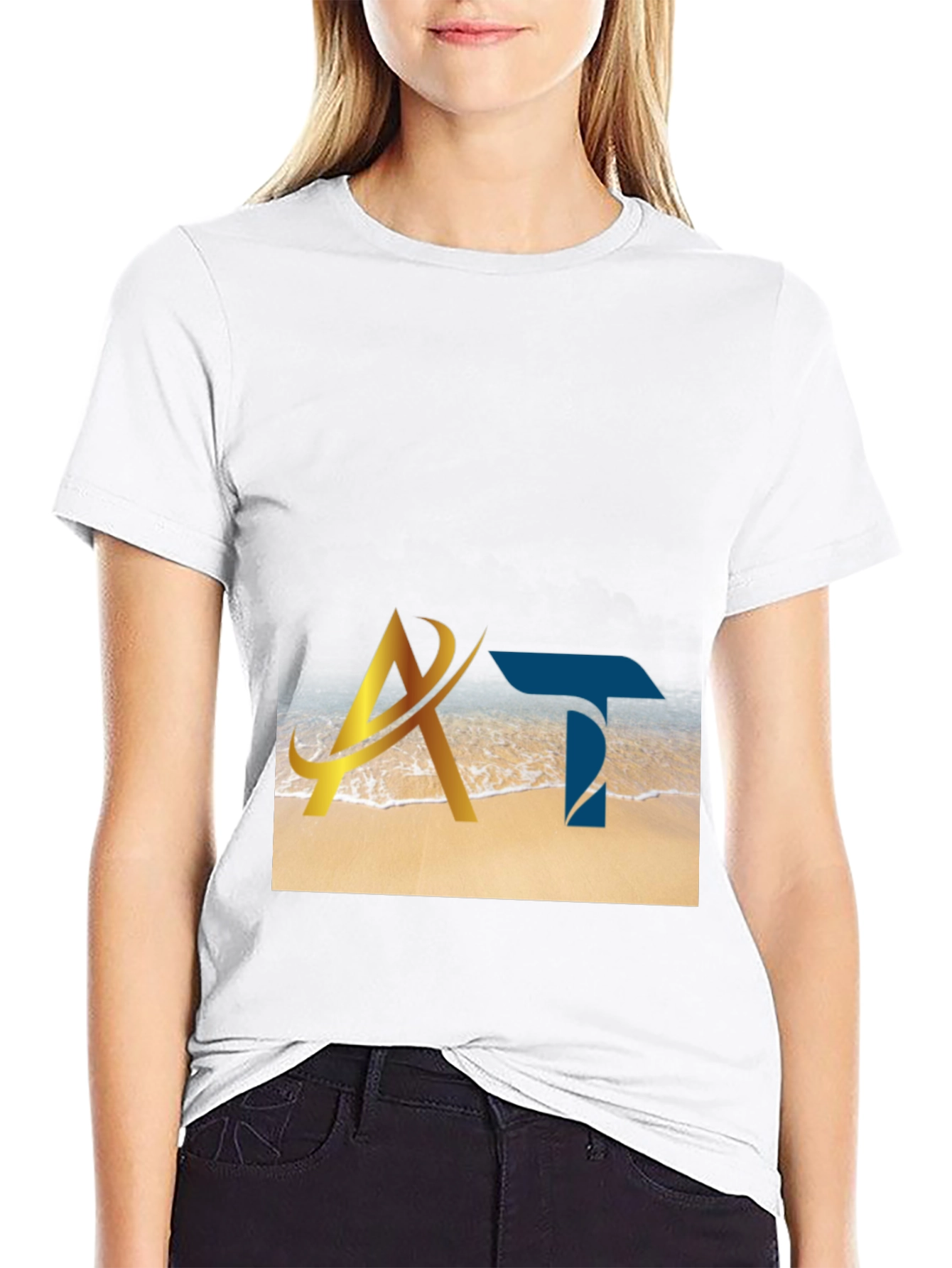 Stylish Black AT Logo T-Shirt