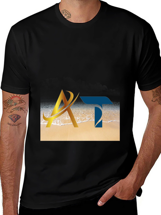 Stylish Black AT Logo T-Shirt