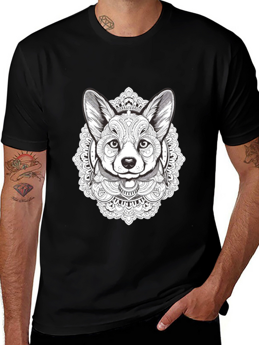 Corgi Mandala Graphic Tee - Stylish Dog Lovers T-Shirt