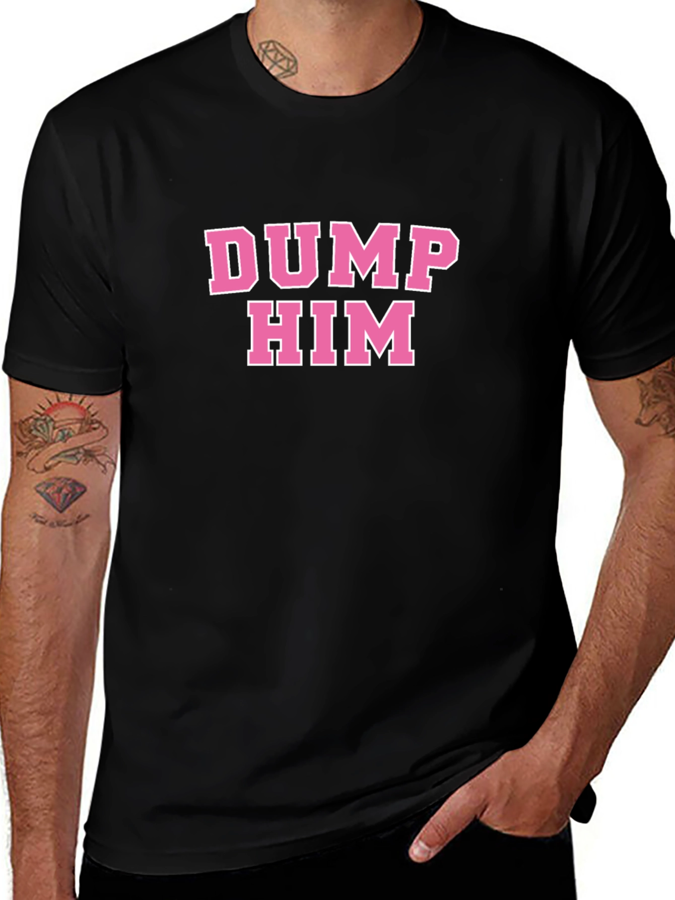 Dump Him Graphic Tee - Pink on Black