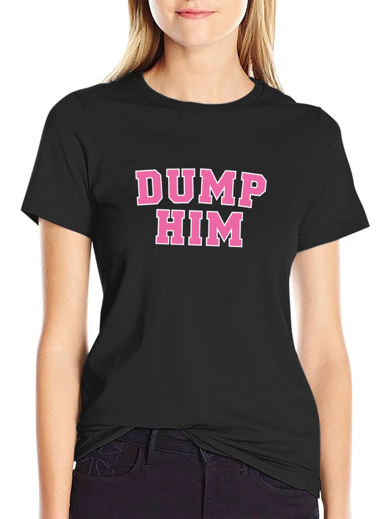Dump Him Graphic Tee - Pink on Black