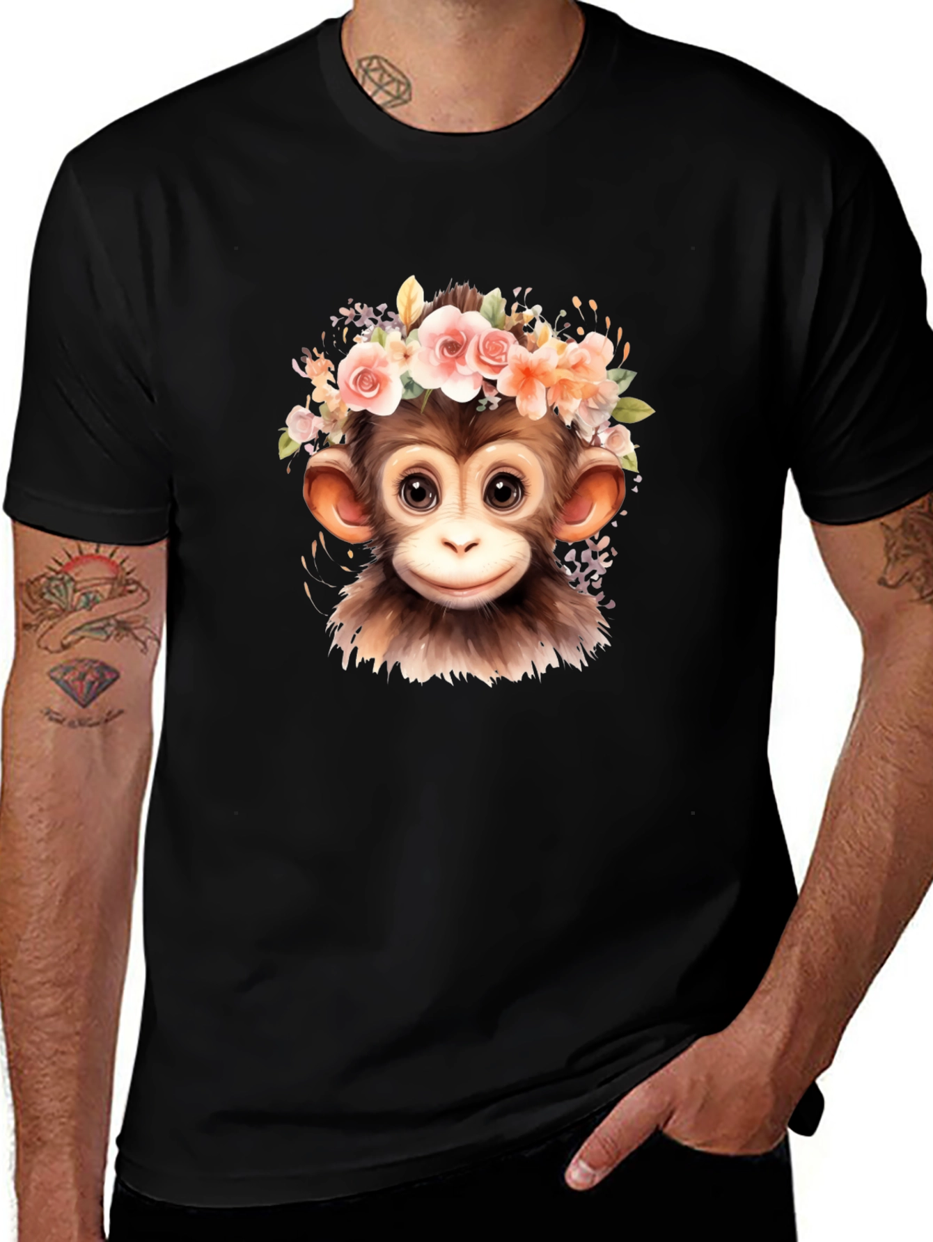 Monkey with Flower Crown T-Shirt