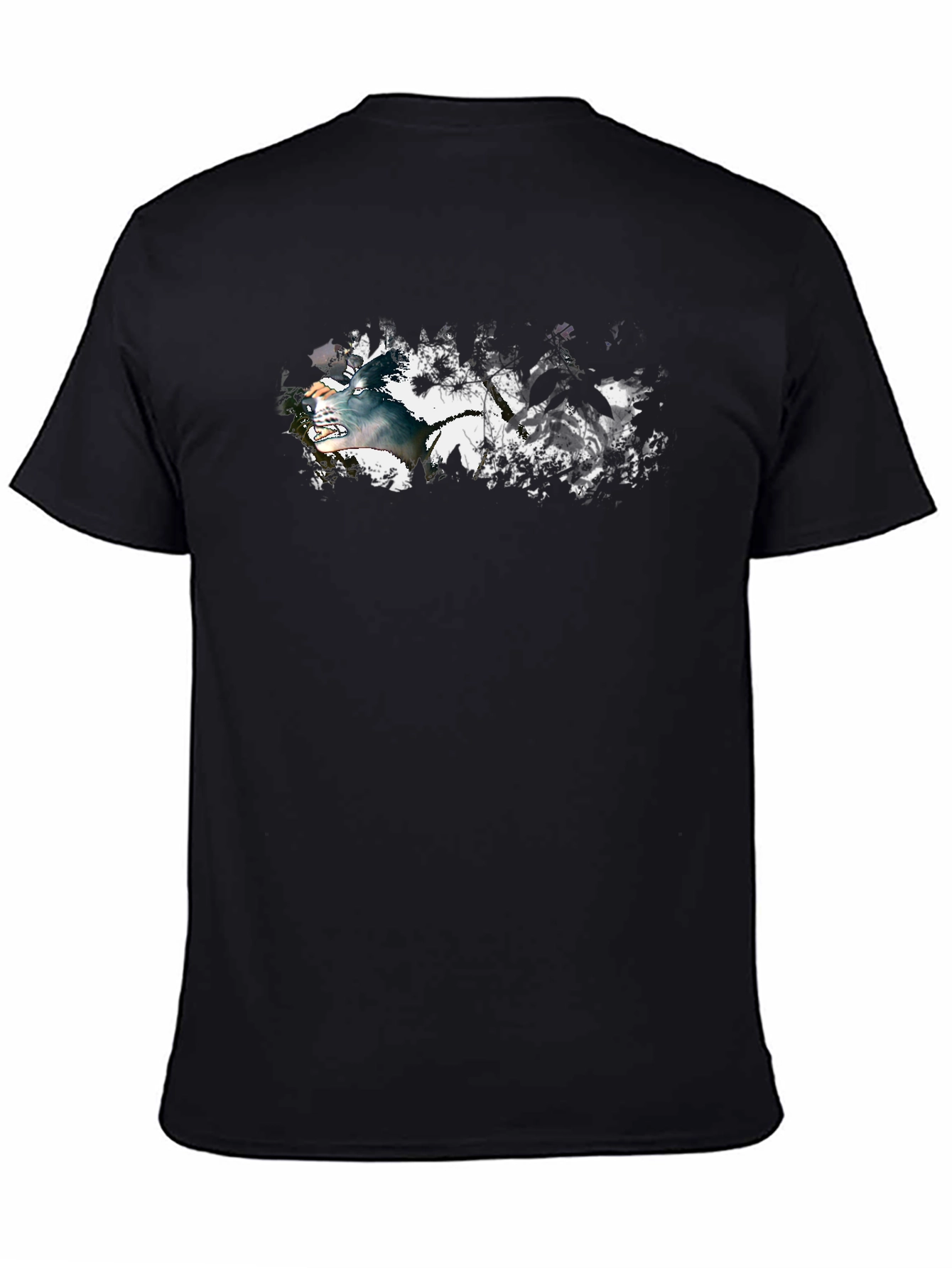 Wolf Graphic Print Black Tee