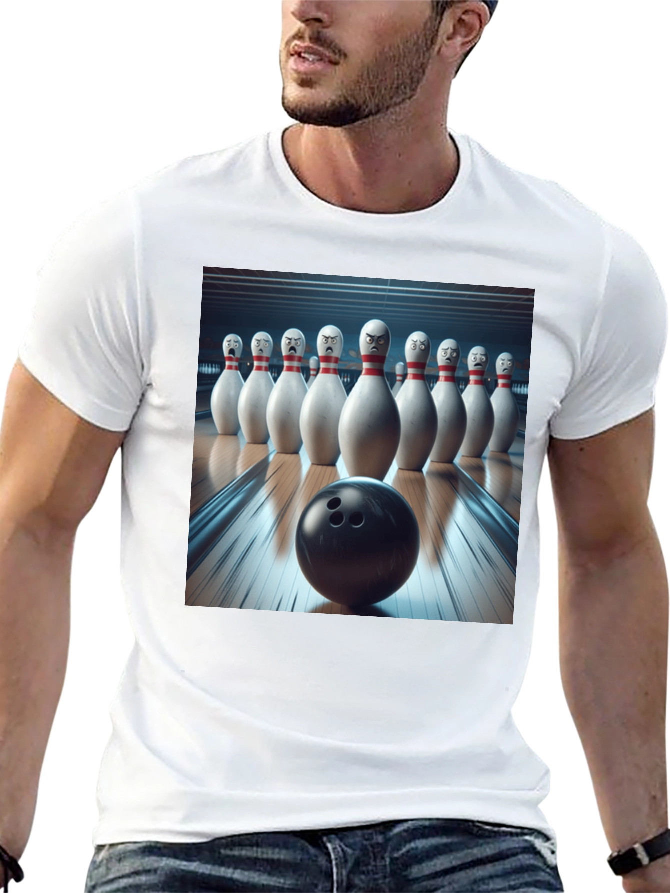 Angry Bowling Pins Graphic T-Shirt