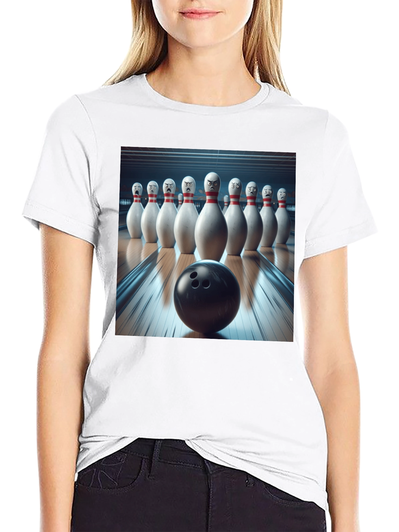 Angry Bowling Pins Graphic T-Shirt